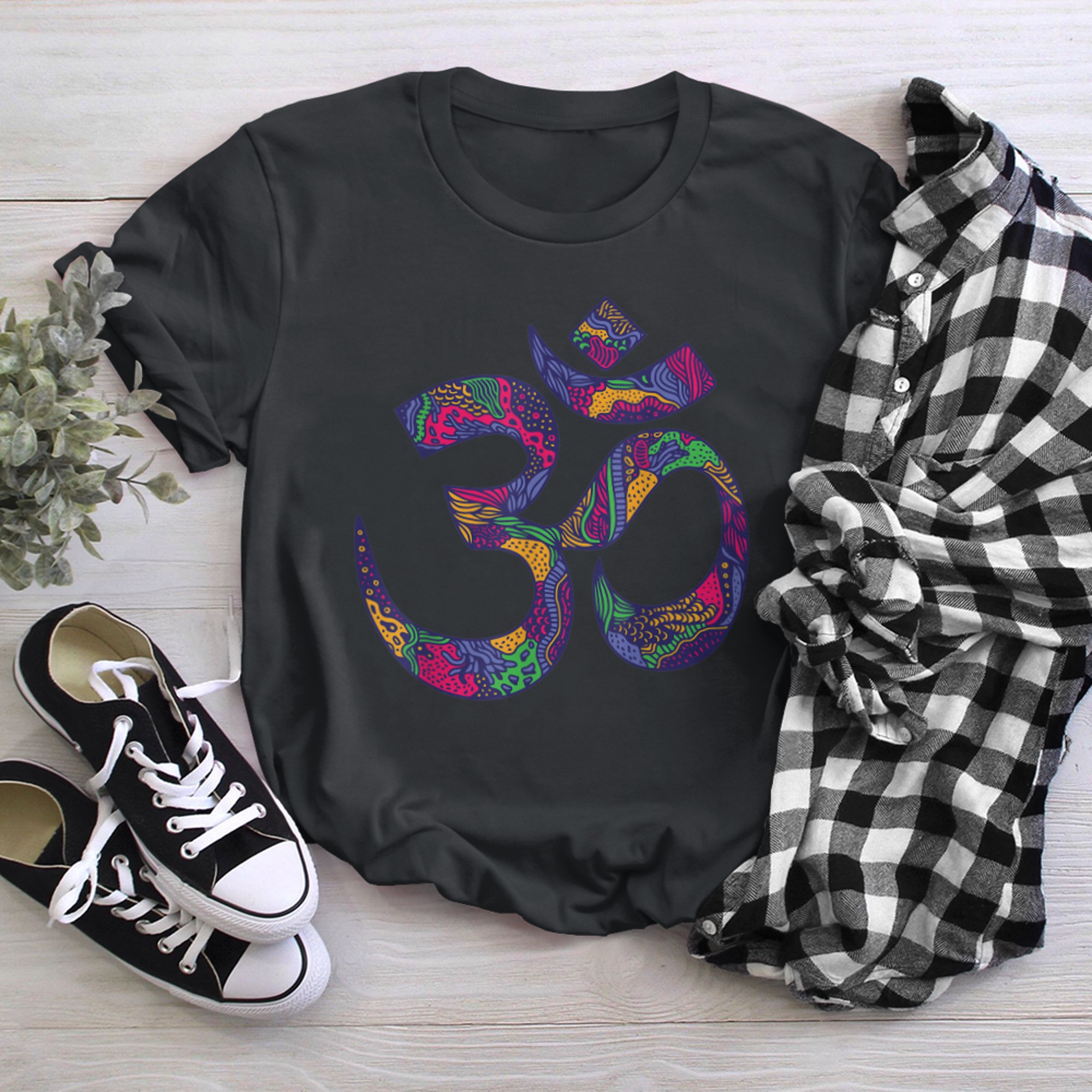 Om Symbol Aum Ohm Hindu Mandala Yoga Meditation Namaste (7) t-shirt black