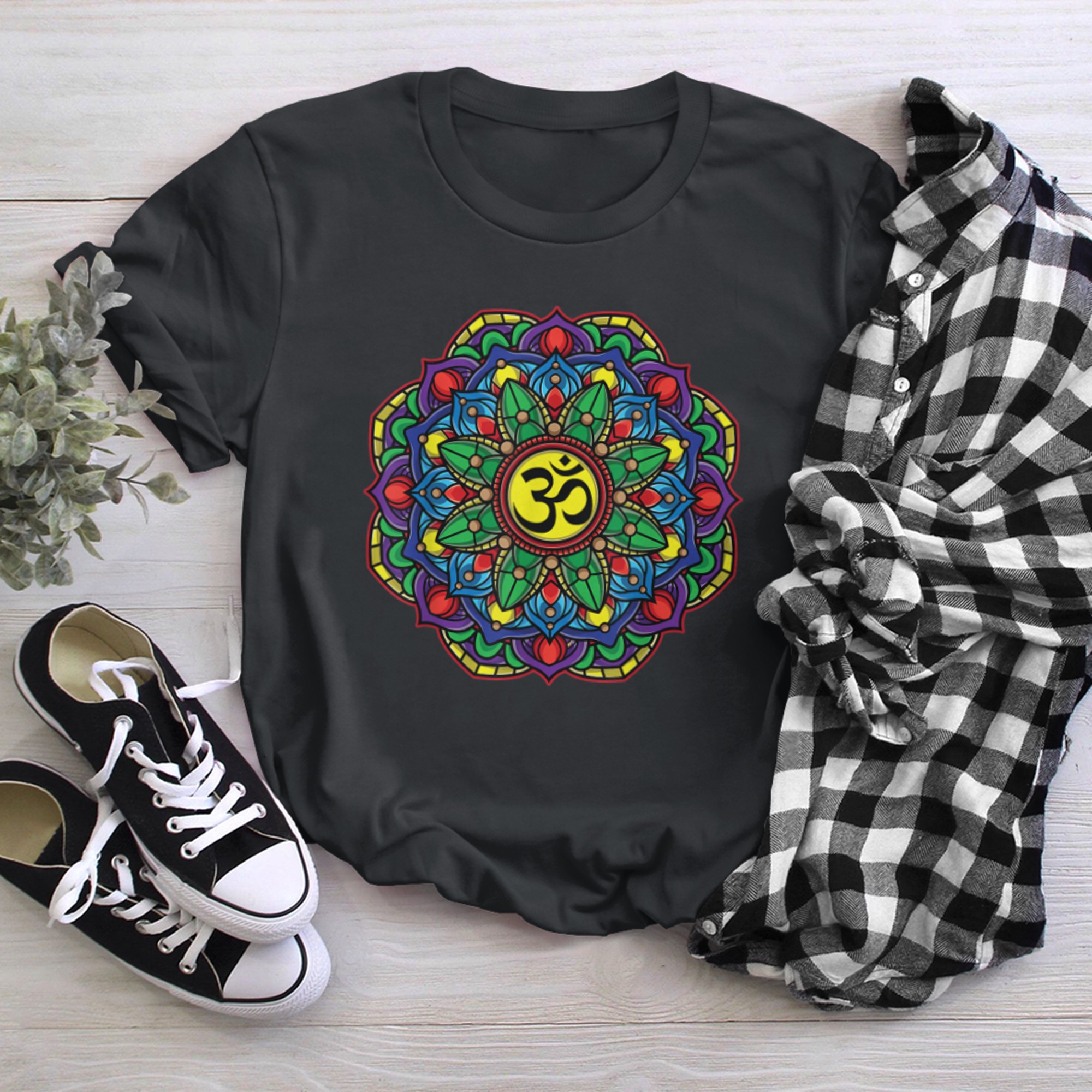 Om Symbol Aum Ohm Hindu Mandala Yoga Meditation t-shirt black