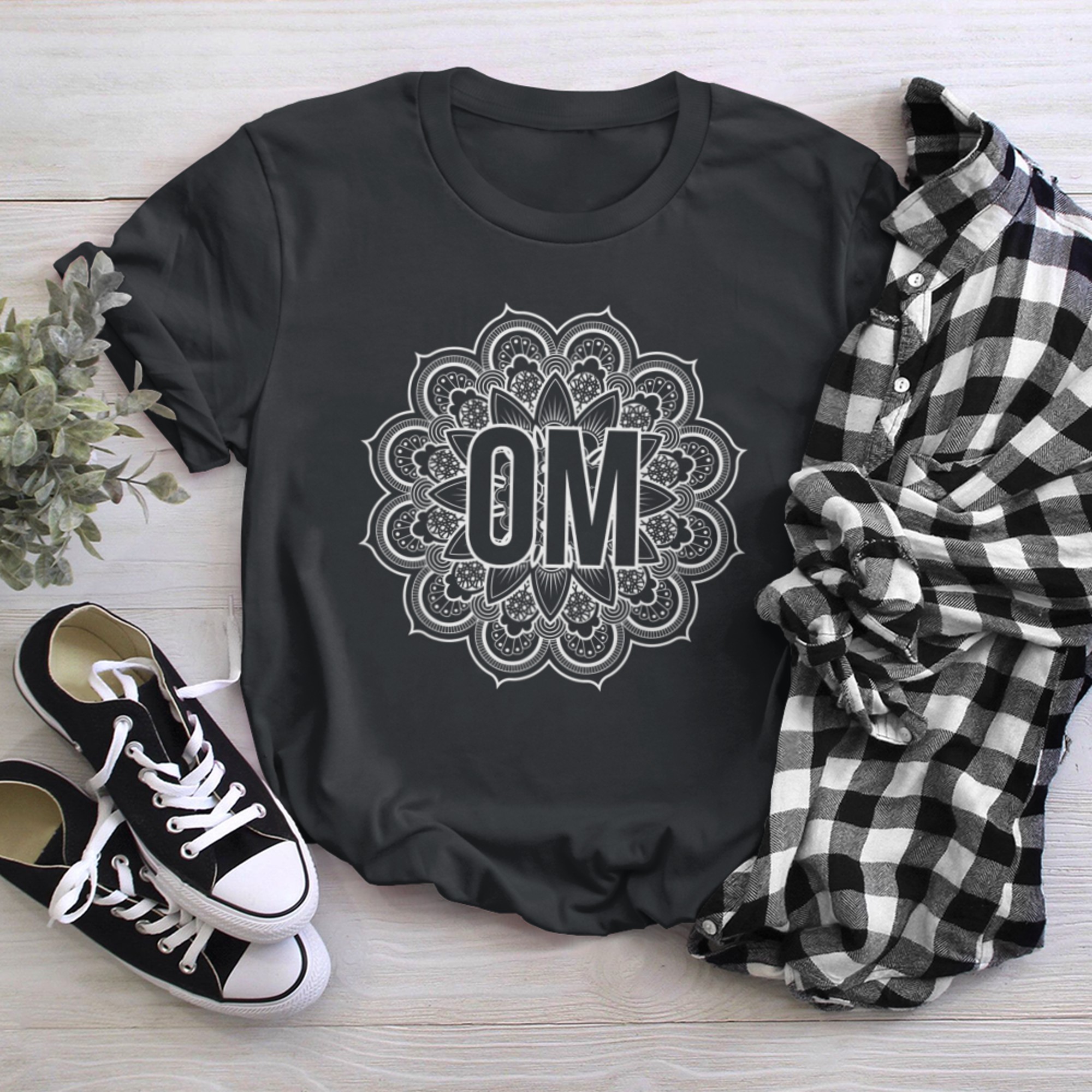 Om Symbol Mandala Spiritual Meditation Yoga Women (1) t-shirt black