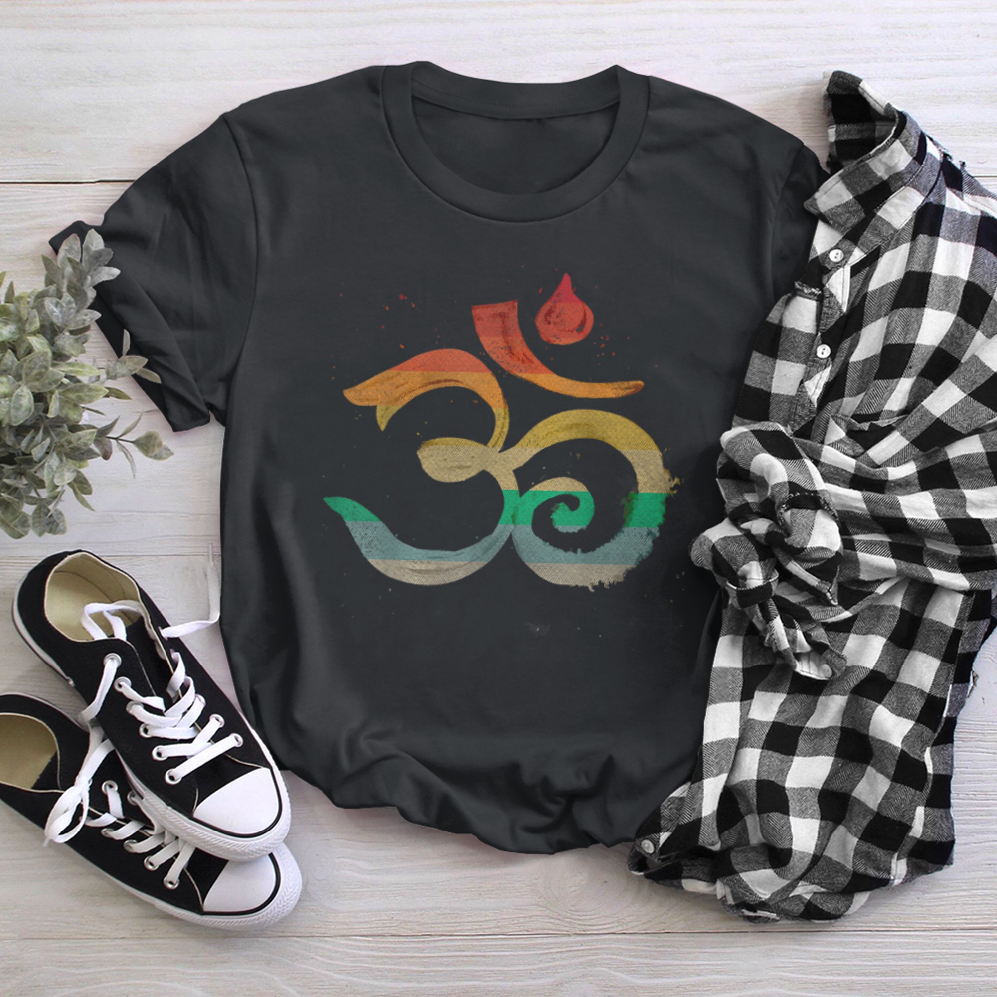 Om Symbol Meditation Vintage Tee Pilates Yoga Lover t-shirt black