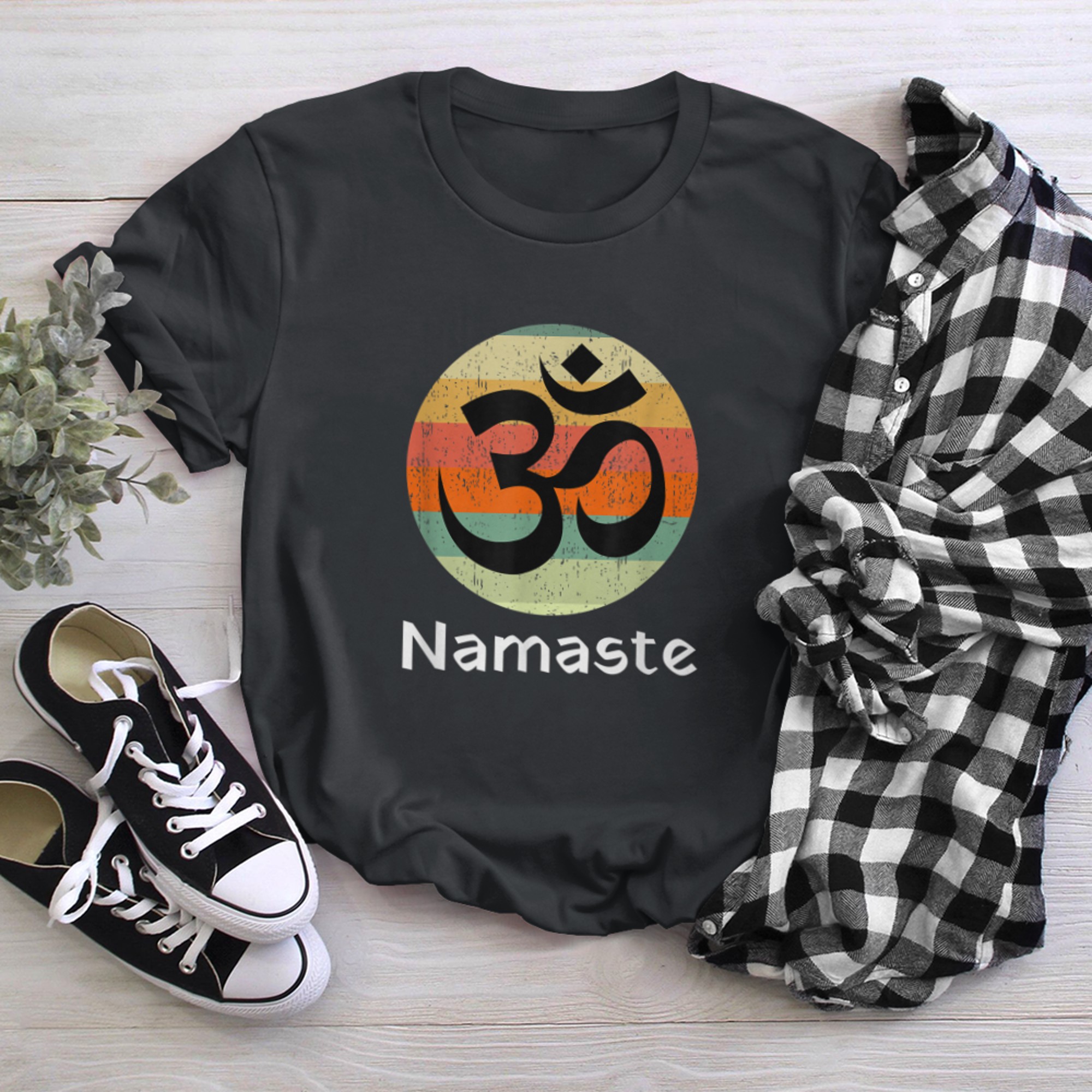 Om Symbol Namaste Ohm Hindu Zen Yoga Day t-shirt black