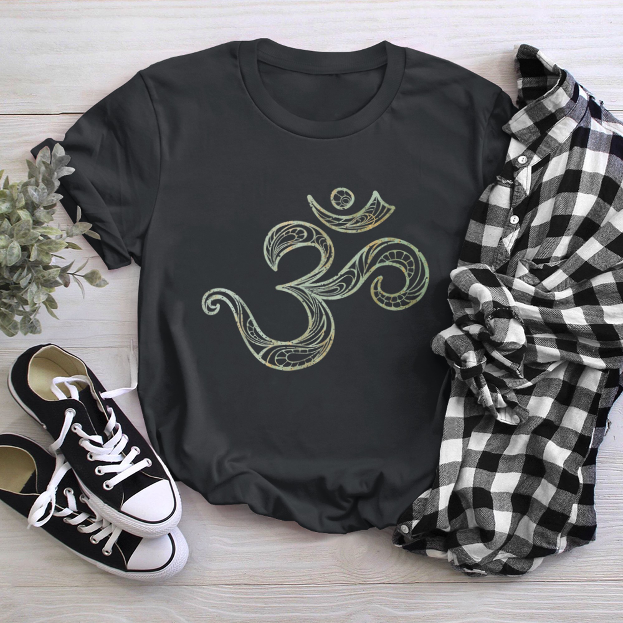 Om Symbol Yoga Meditation Namaste Spiritual Mandala Vintage t-shirt black