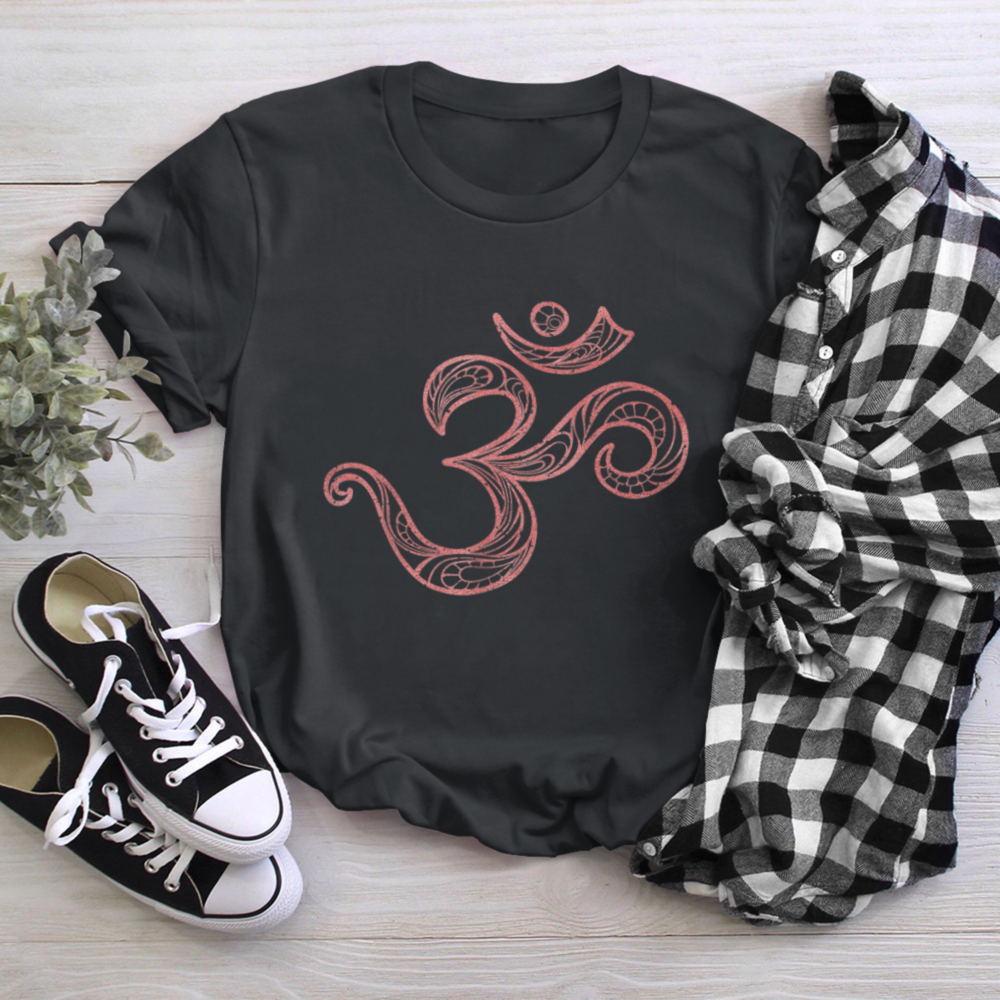 Om Yoga Meditation Aum Namaste Zen Spiritual Mandala Paisley t-shirt black