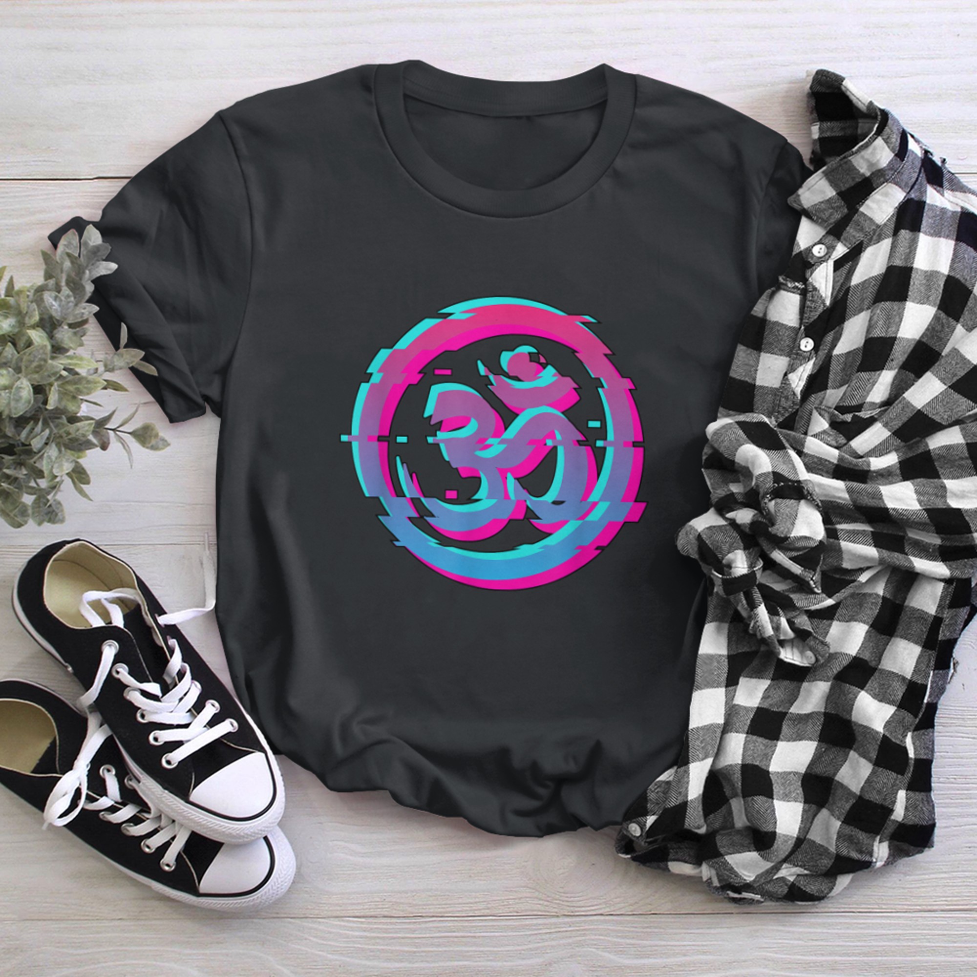 Om Yoga Ohm - Vaporwave Aesthetic Art t-shirt black