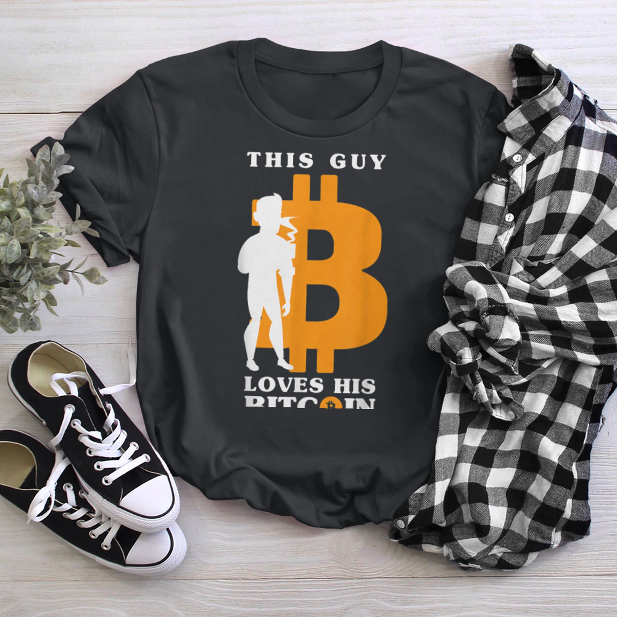 This Guy Loves His Bitcoin Funny Crypto Investor t-shirt black