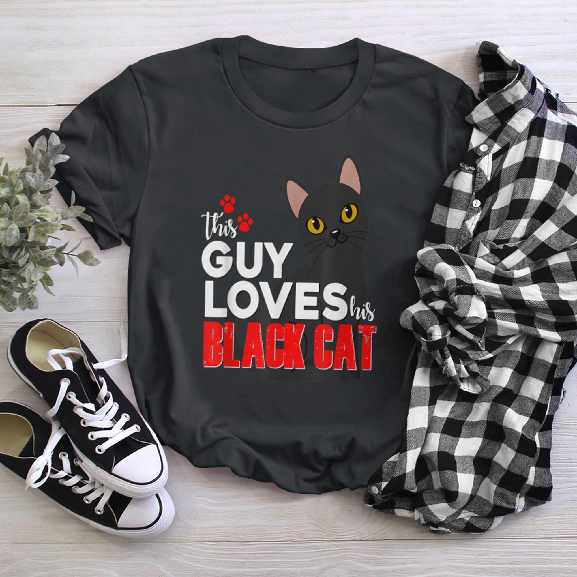 This Guy Loves His Black Cat Shirt Kitty Pet Dad t-shirt black