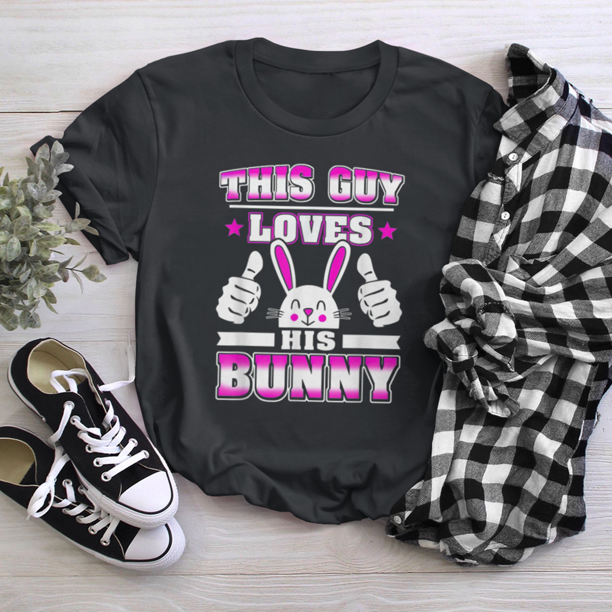 This Guy Loves His Bunny Funny Lover t-shirt black