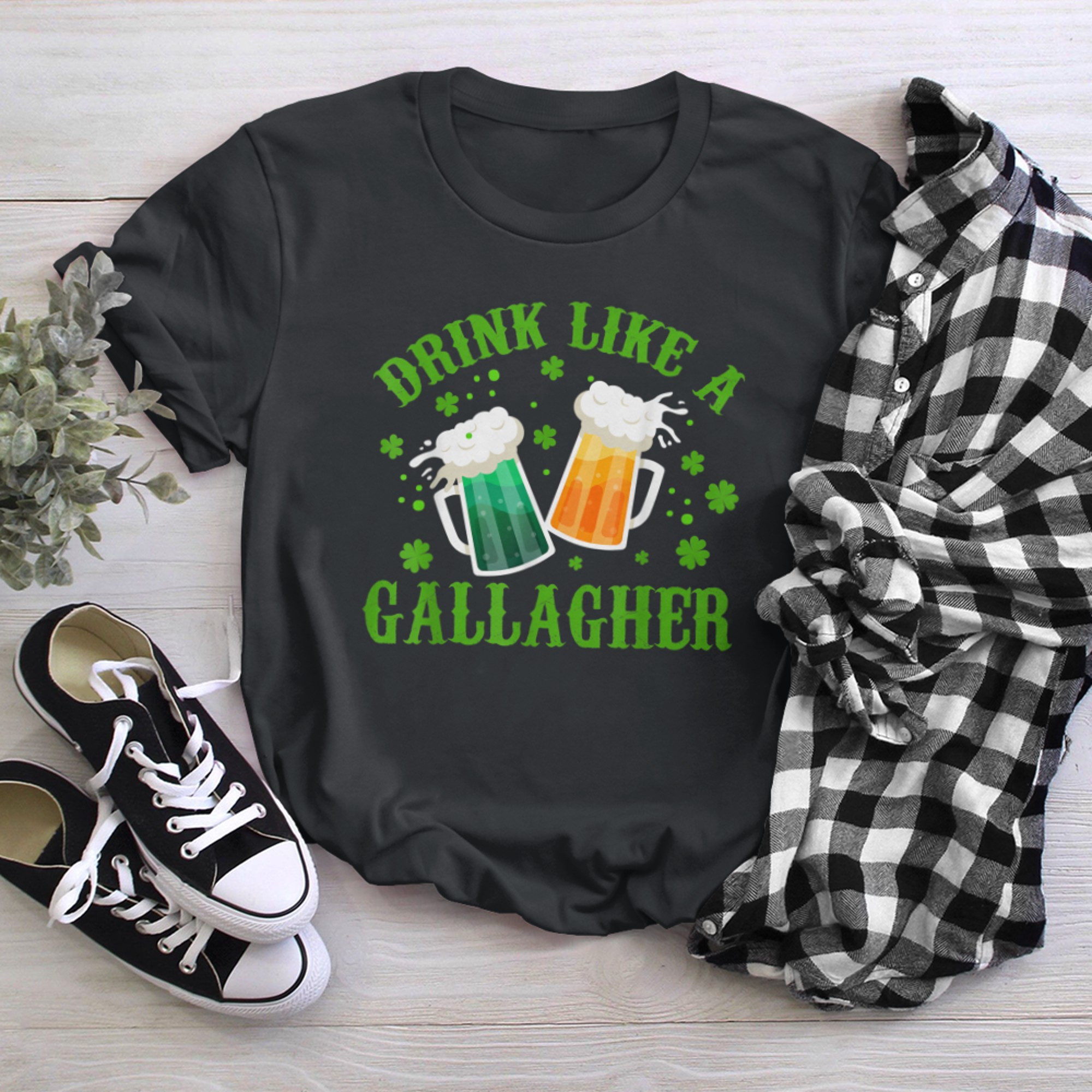 Drink Like A Gallagher - Funny Drinking St Patrick's Day t-shirt black