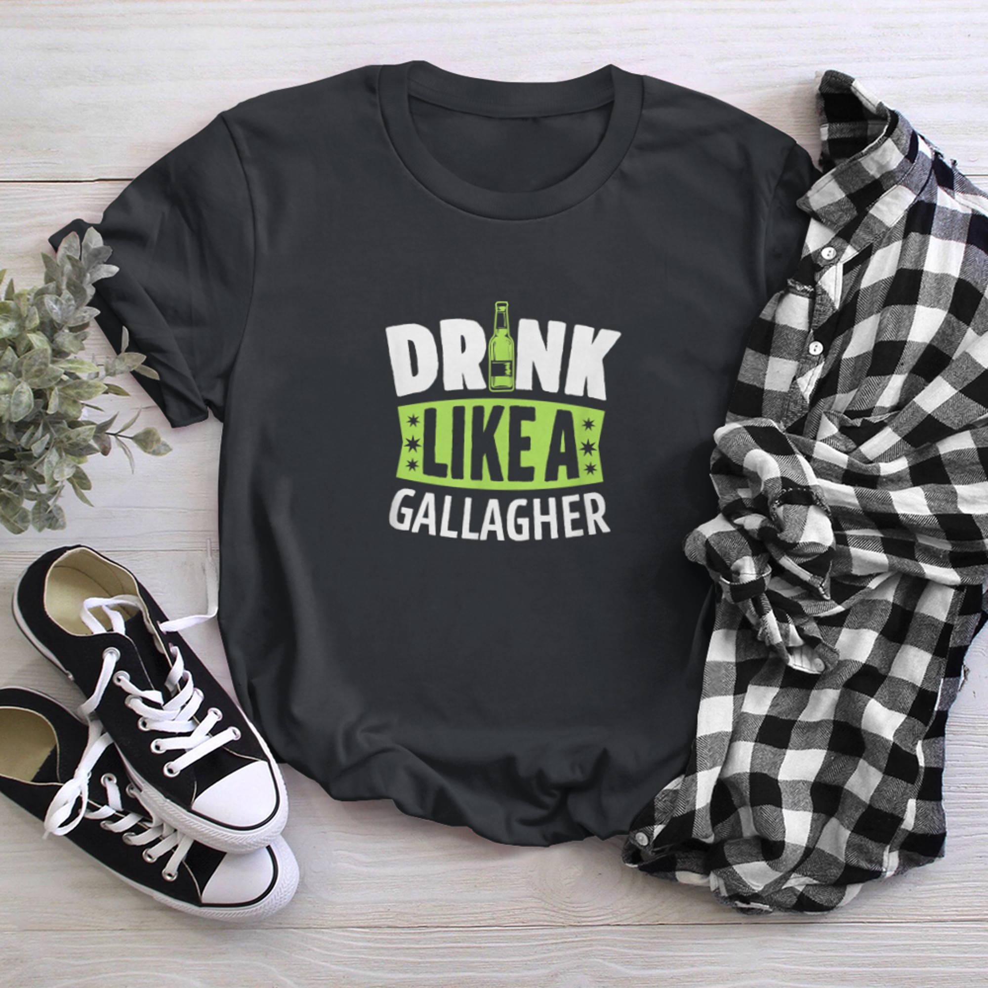 Drink Like A Gallagher Beer Pub Drinking St Patricks Day (1) t-shirt black