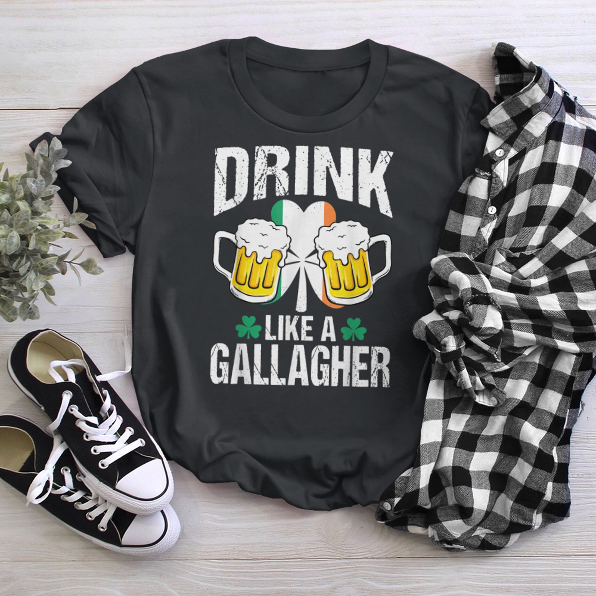 Drink Like A Gallagher Funny St. Patrick's Outfit t-shirt black