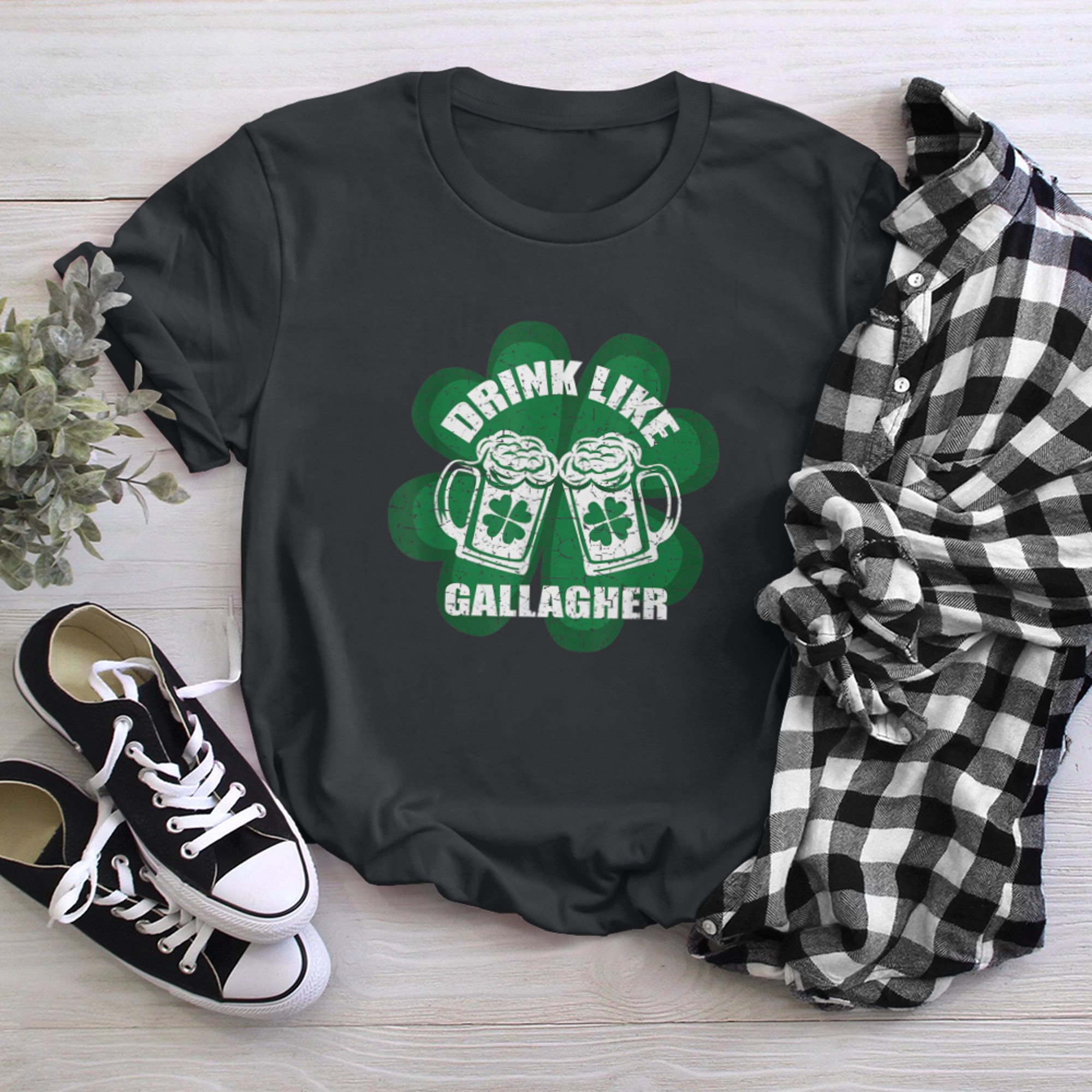 Drink Like A Gallagher Saint Patrick's Day T-Shirt Irish t-shirt black