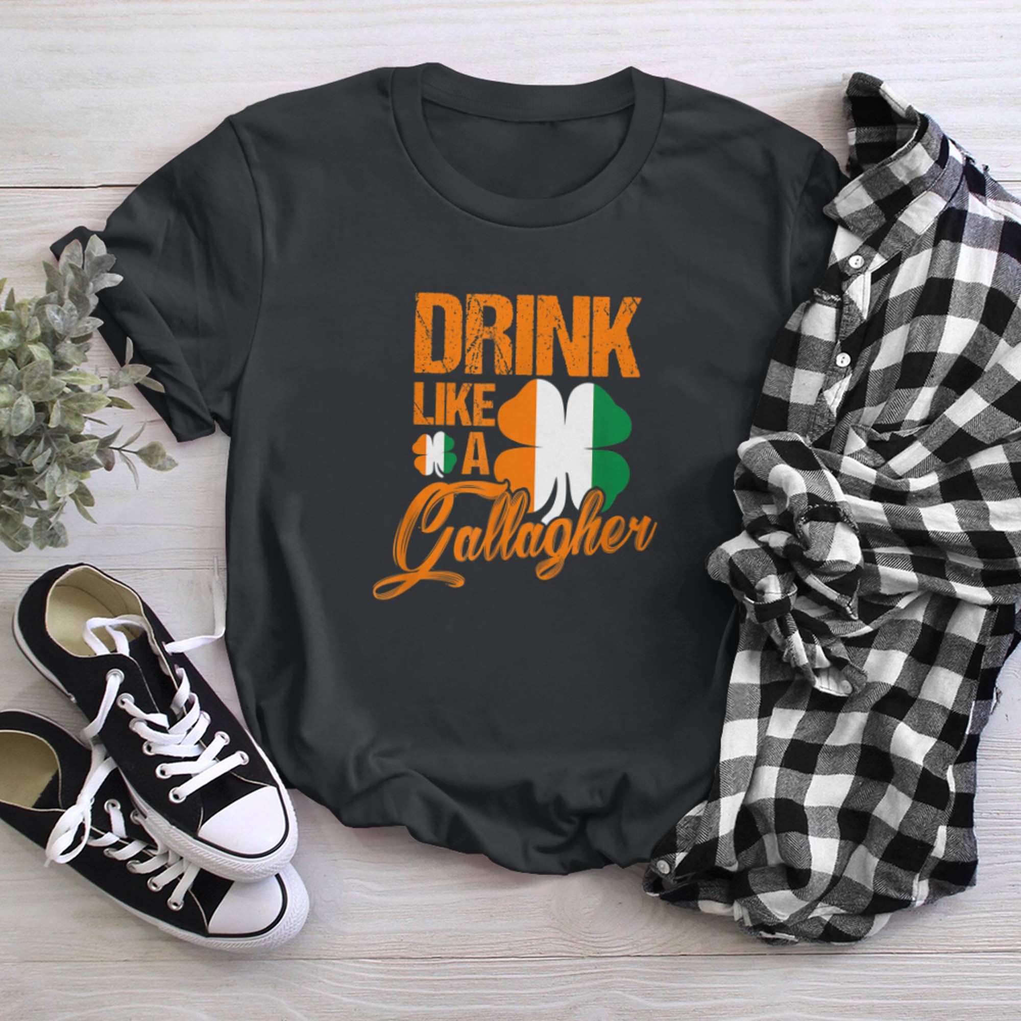 Drink Like A Gallagher St. Patrick's Day Irish Drinking t-shirt black