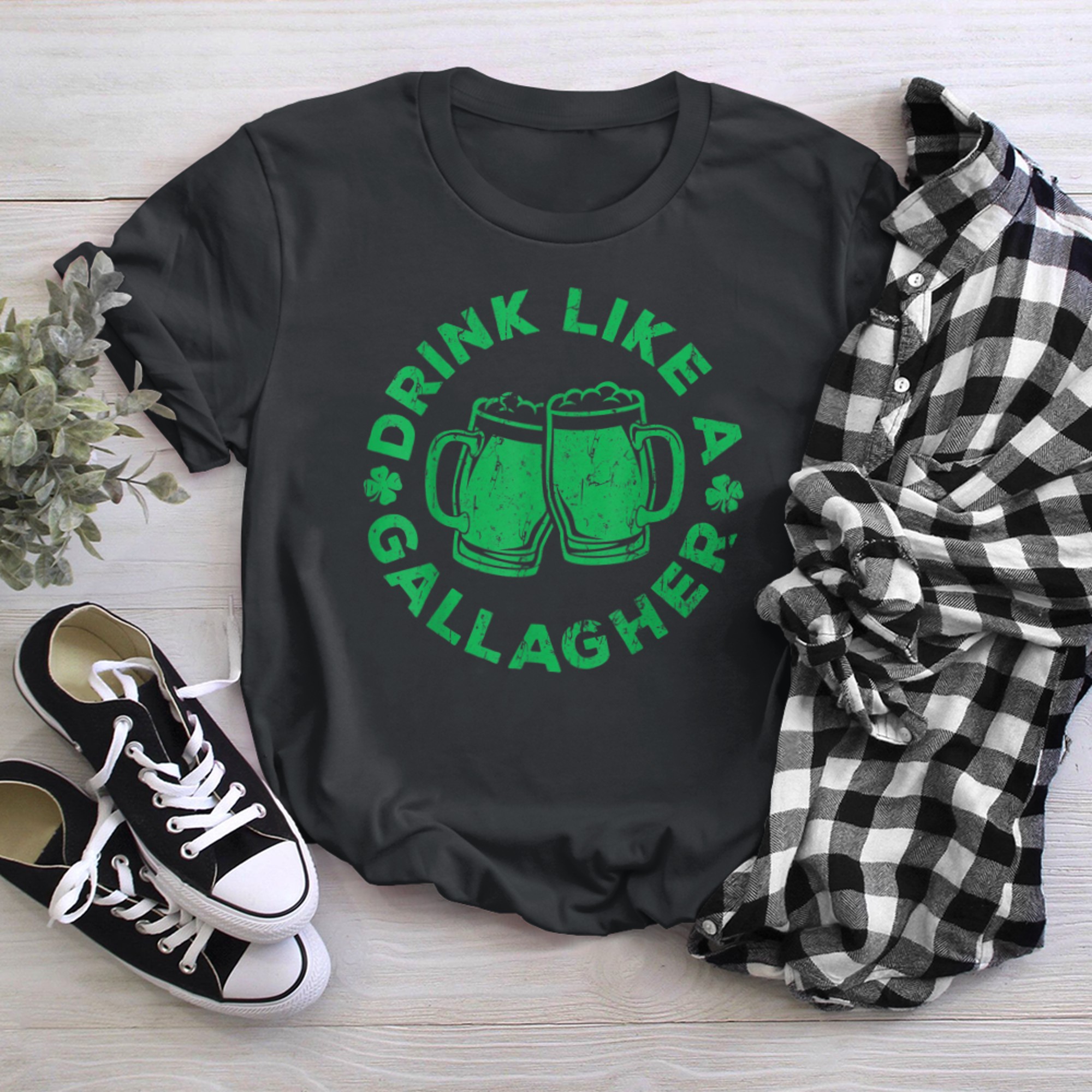 Drink Like A Gallagher T-Shirt Saint Patrick Day Shirt t-shirt black