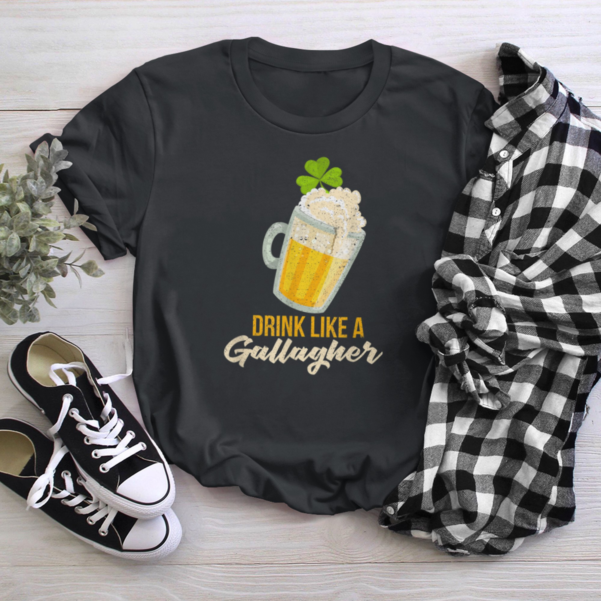 Drink Like A Gallagher Tshirt, St Patrick's Day, t-shirt black