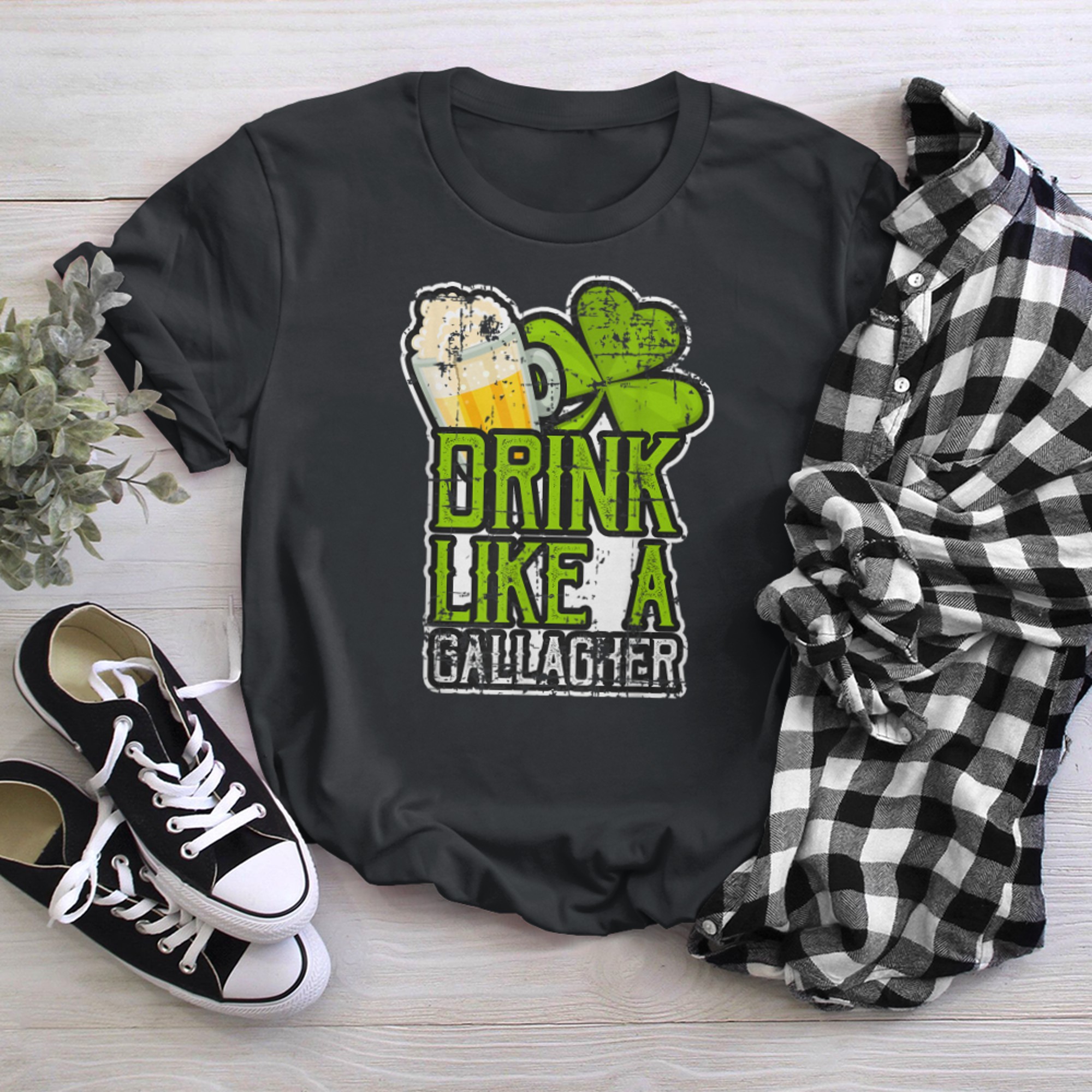 Drink Like a Gallagher Tshirt St. Patty Day Beer Lover Irish t-shirt black