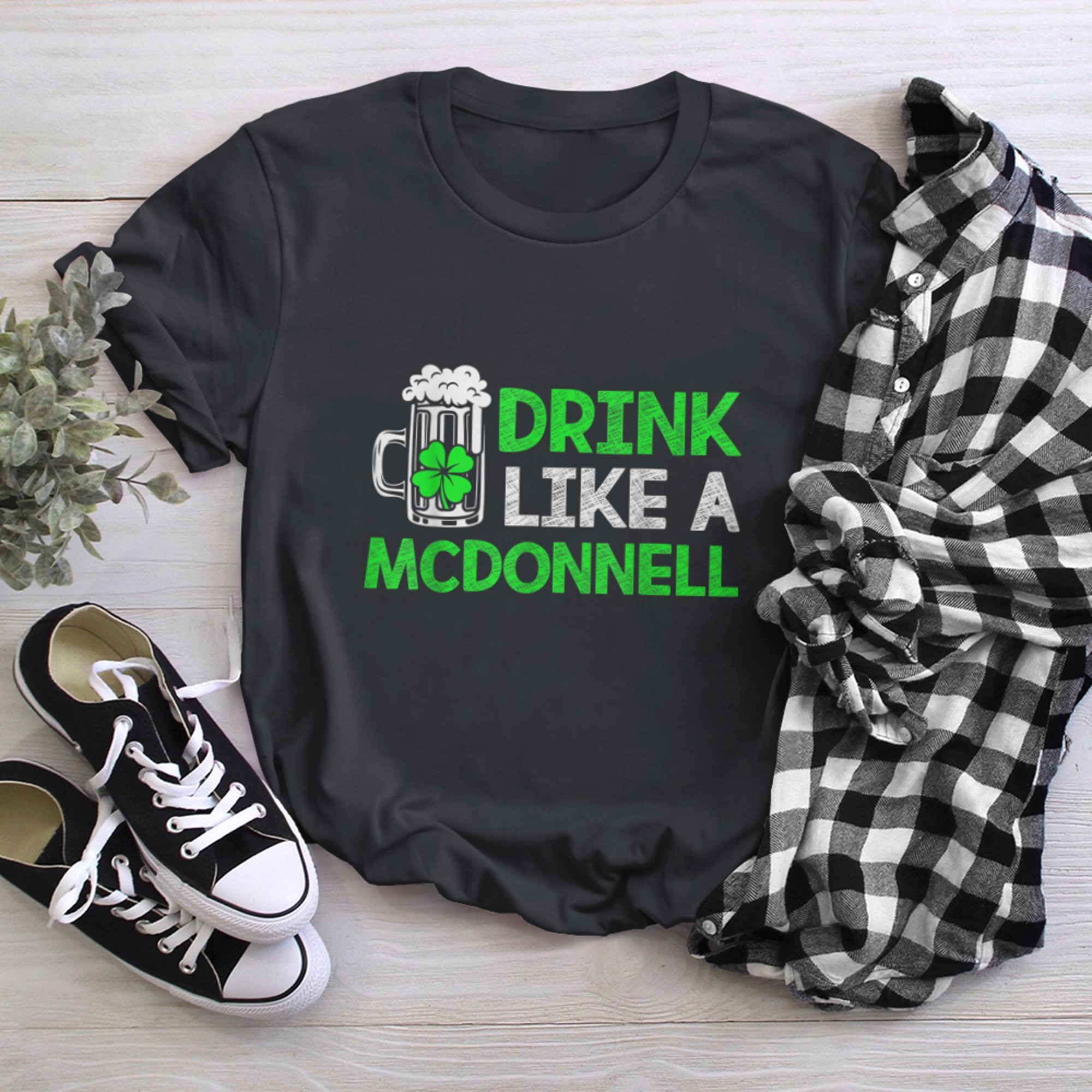 Drink Like a McDonnell St Patrick's Day Beer T-Shirt t-shirt black