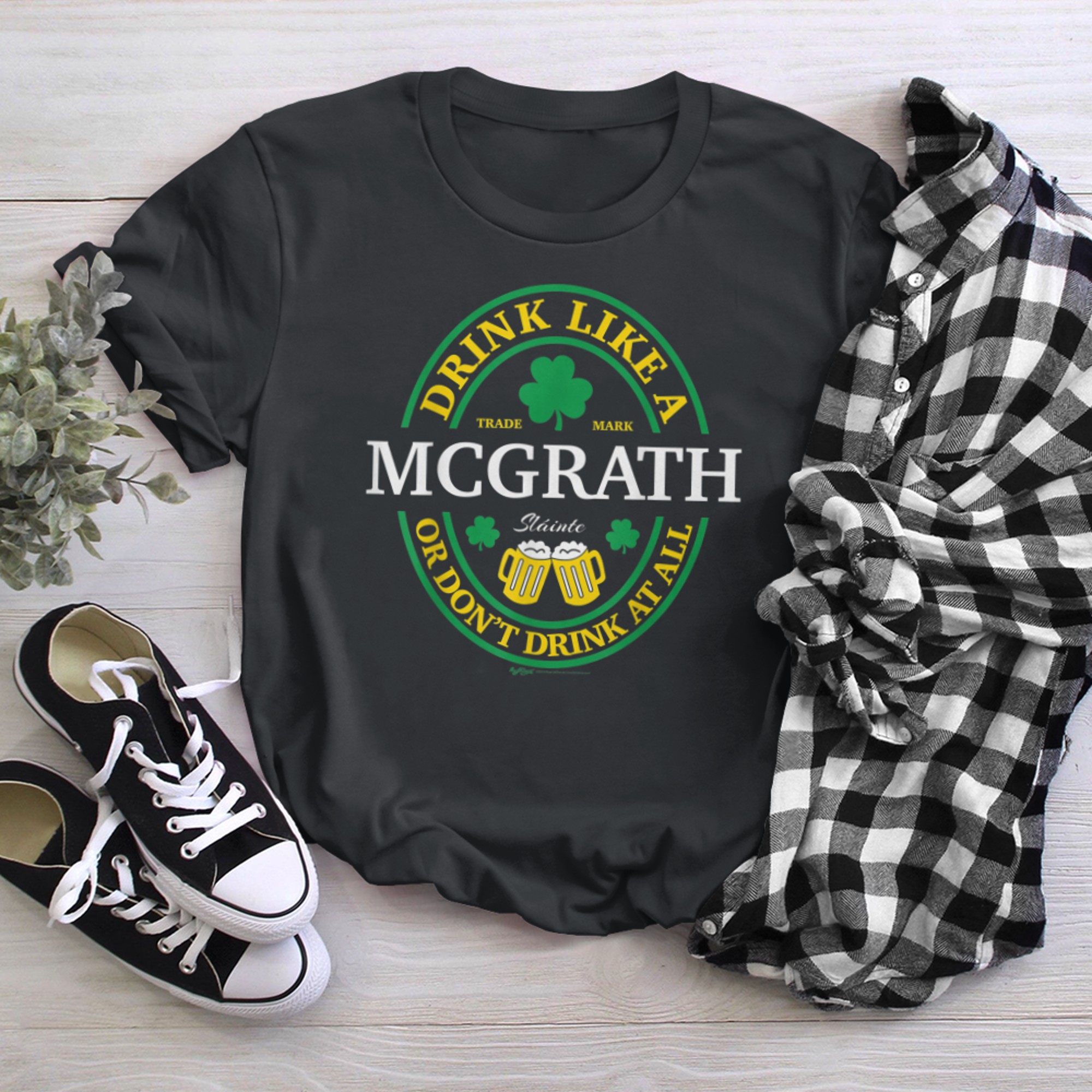 Drink Like A McGrath Shamrock St Patricks Day T Shirt (1) t-shirt black