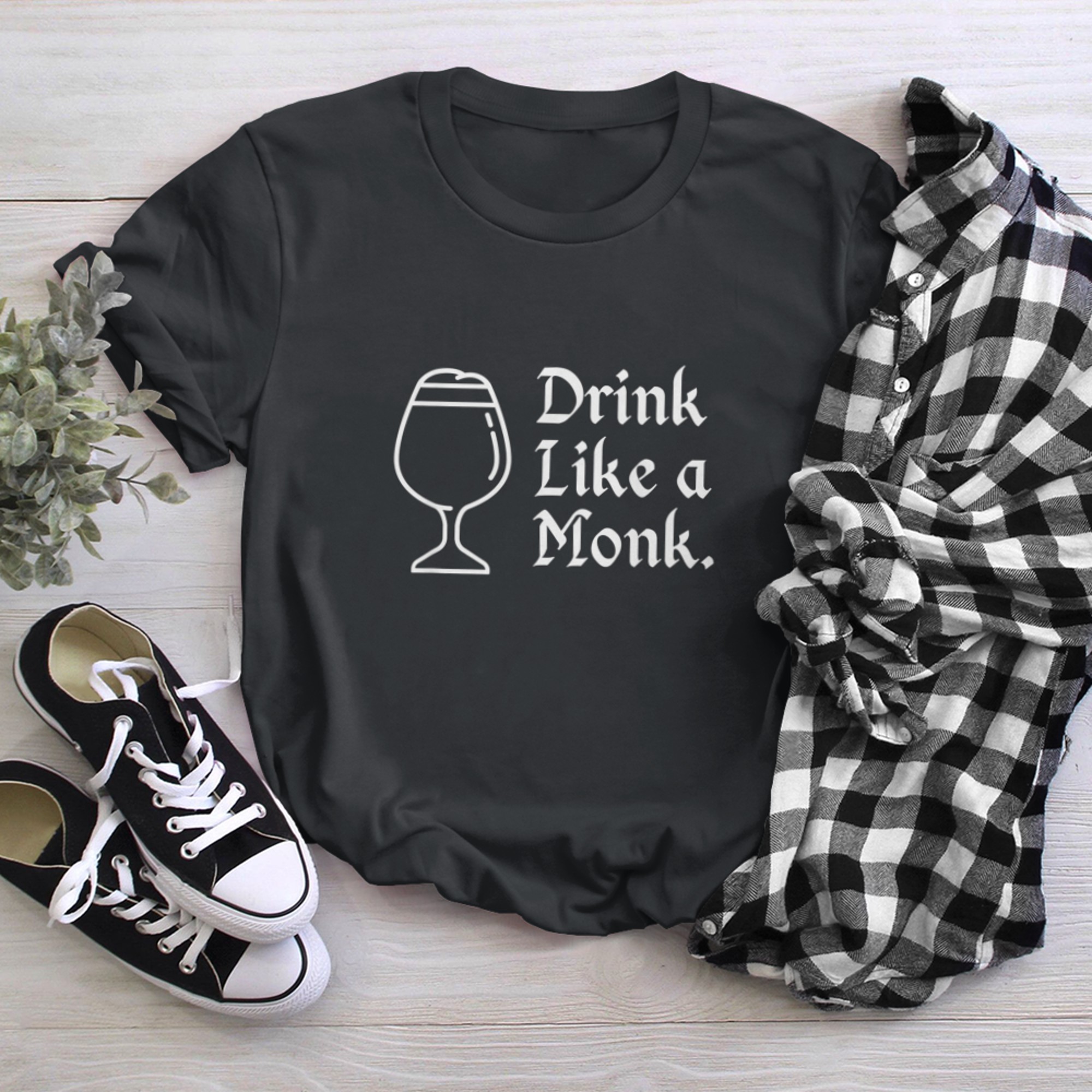 Drink like a monk, t-shirt for belgian crafts beer lovers (1) t-shirt black