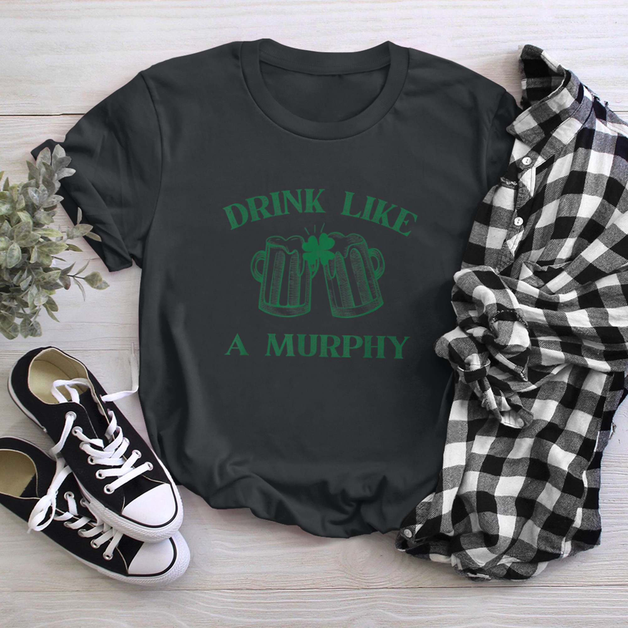 Drink Like A Murphy Beers Clover St Patricks Day t-shirt black