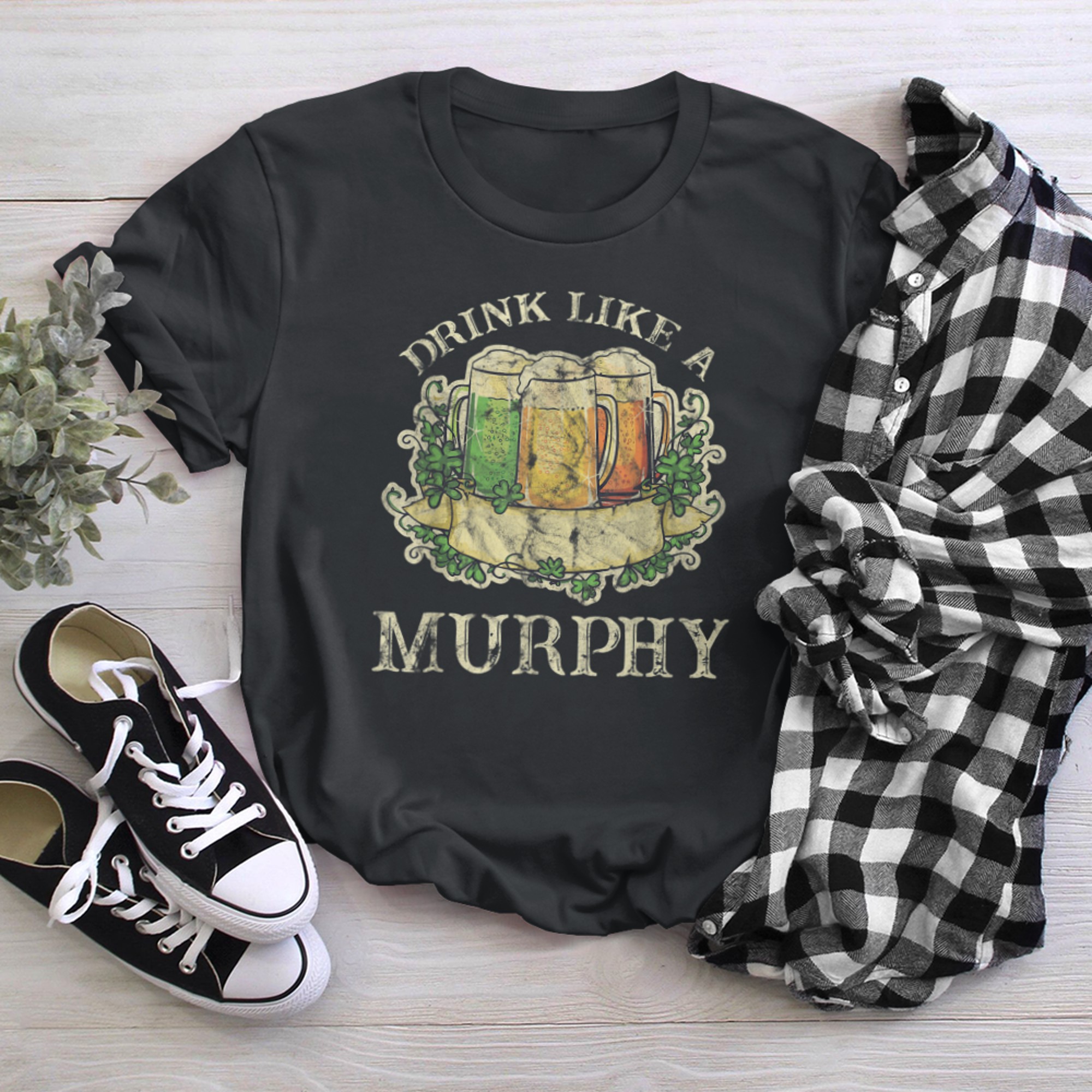 Drink Like A Murphy Beers Clovers (1) t-shirt black