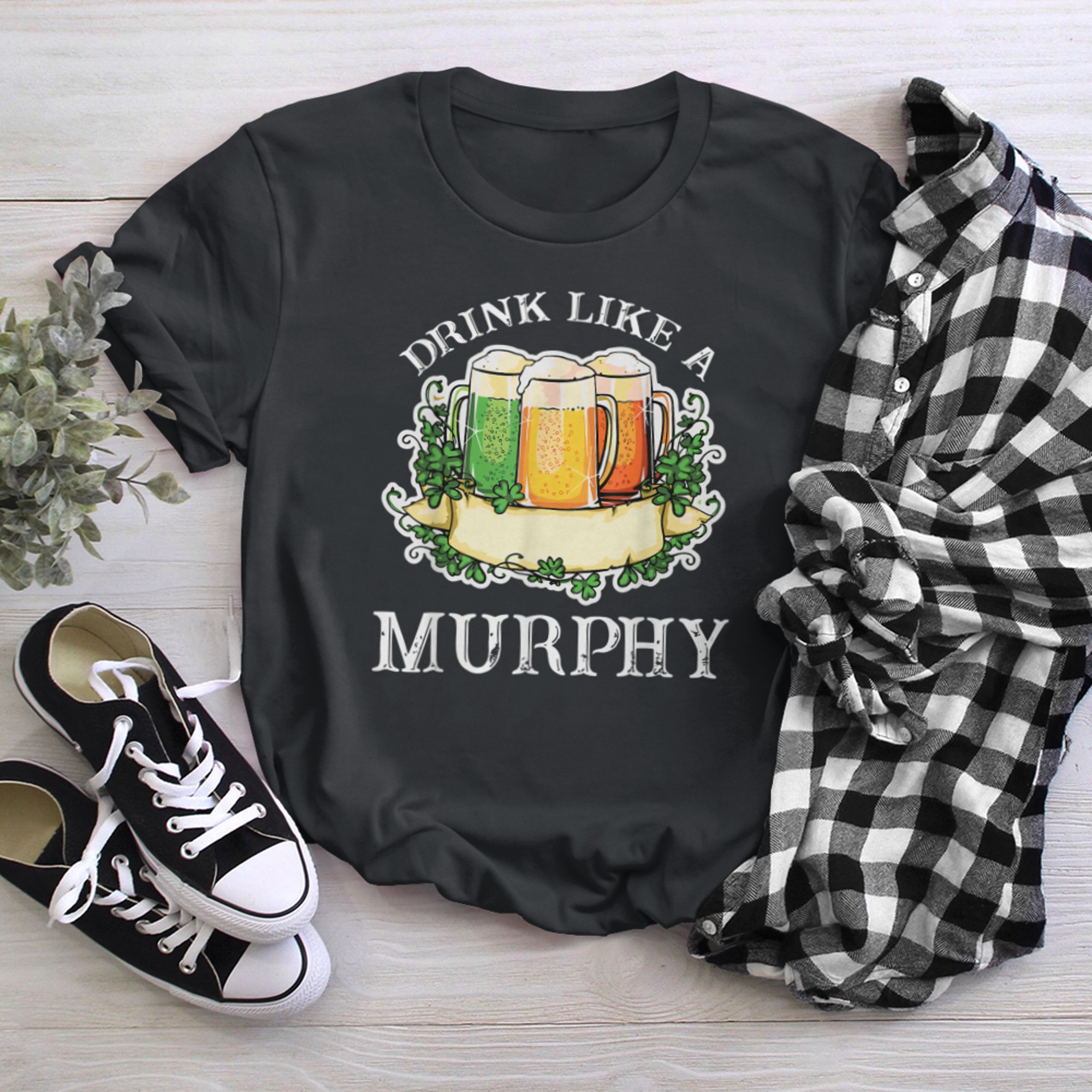 Drink Like A Murphy Beers Clovers t-shirt black