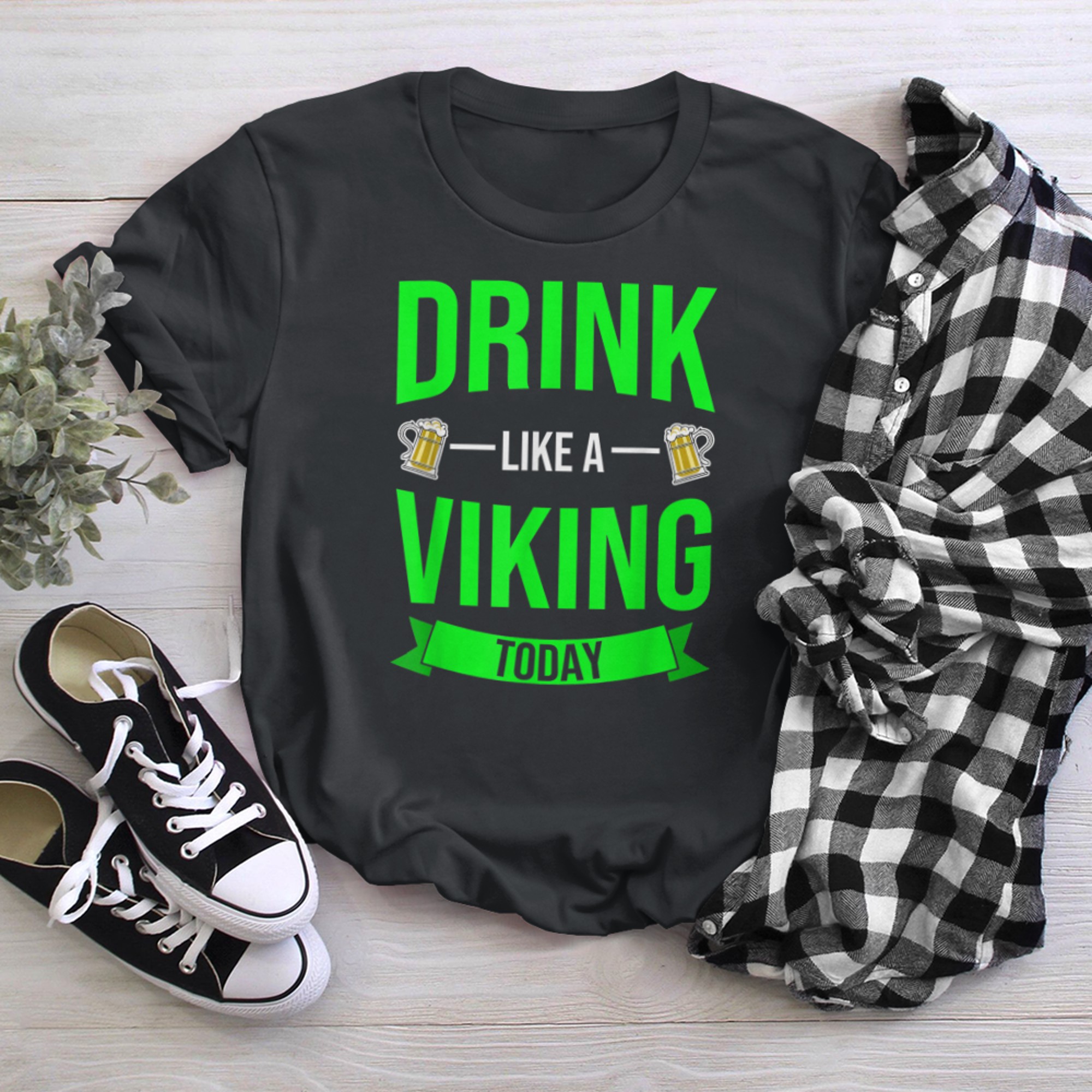 Drink Like A Viking Today Funny St. Patrick's Day t-shirt black