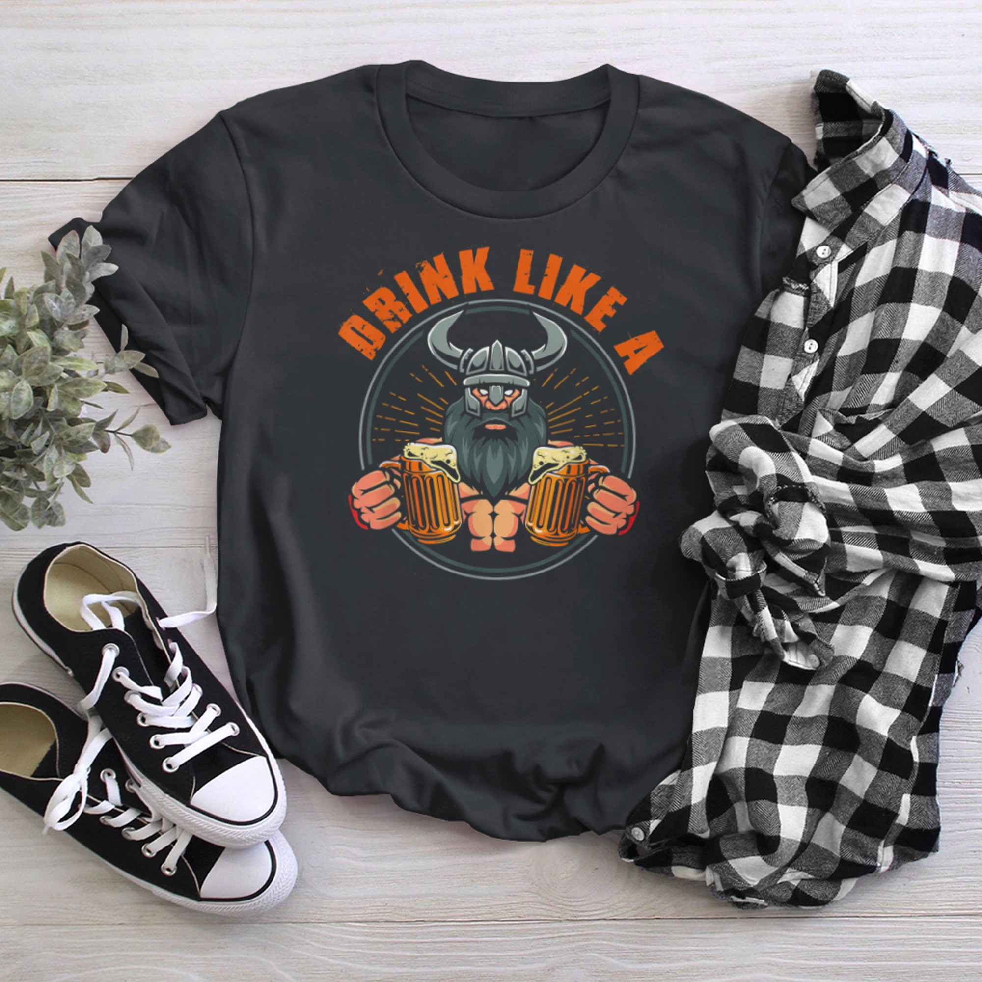 Drink like a Viking viking norway t-shirt black