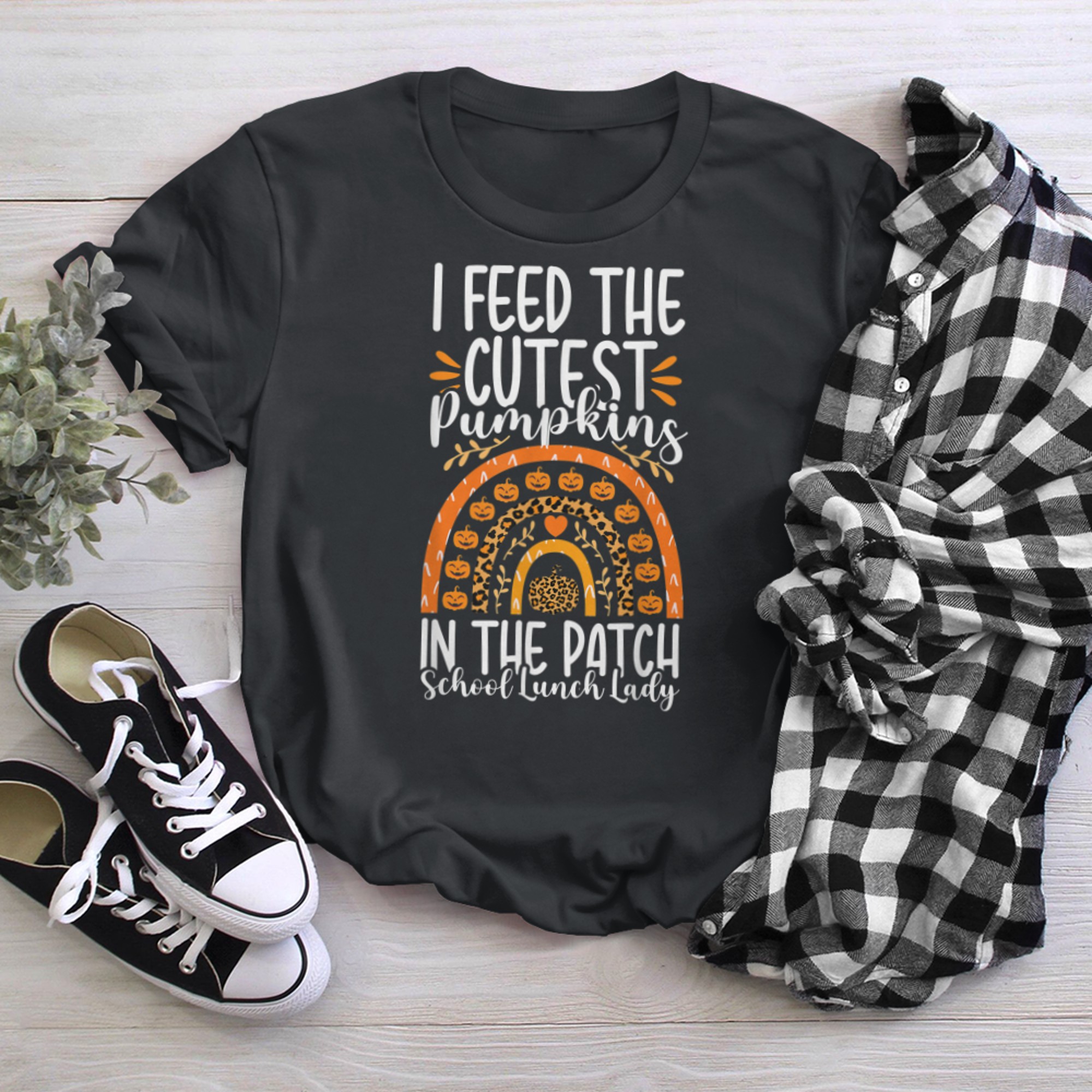 Feed the Cutest Pumpkins Halloween Cafeteria Crew Lunch Lady t-shirt black