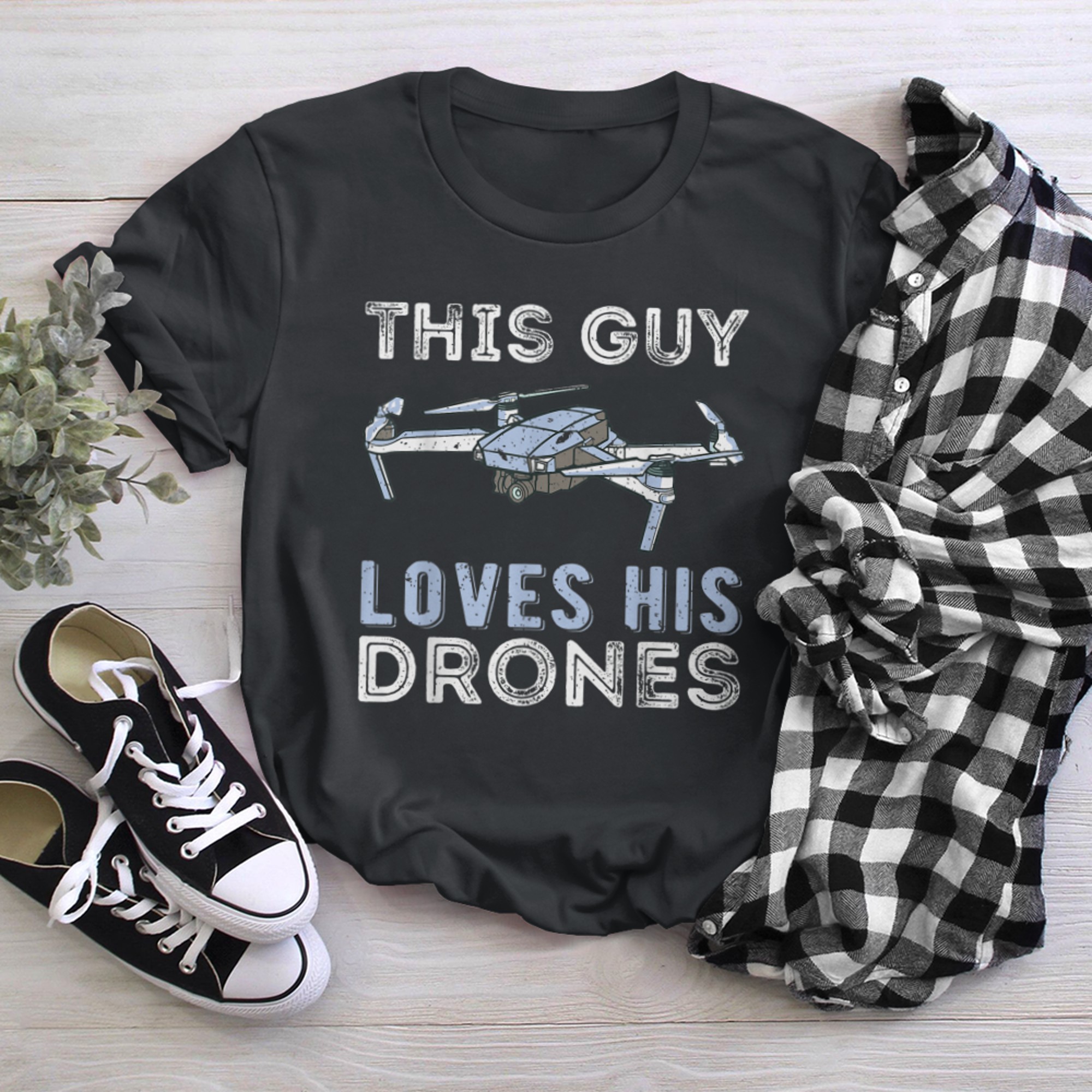 This Guy Loves His Drones Pilot Flying Aerial Vehicle Drone t-shirt black