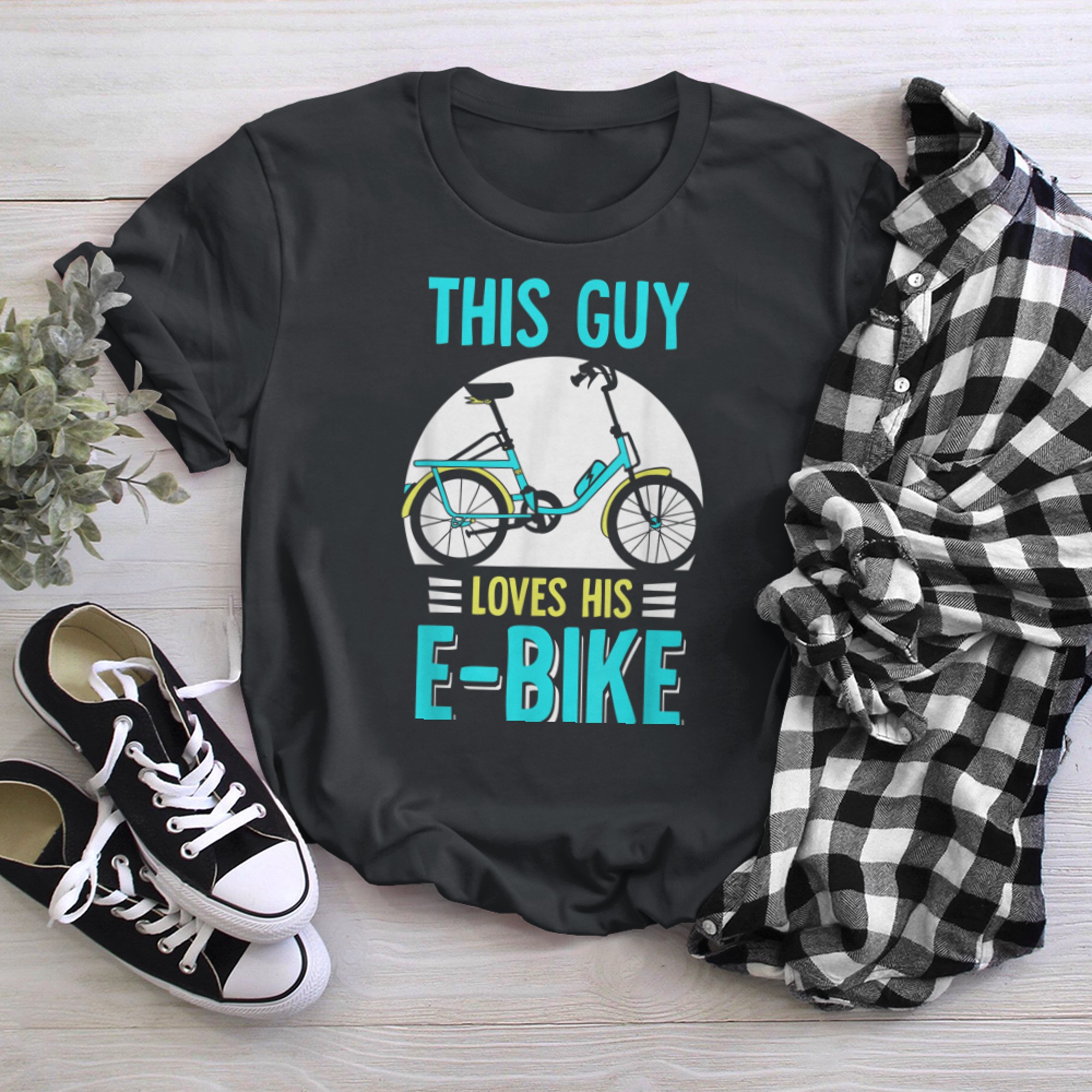 This Guy Loves His E-Bike Electric Biking Cycling Rider t-shirt black