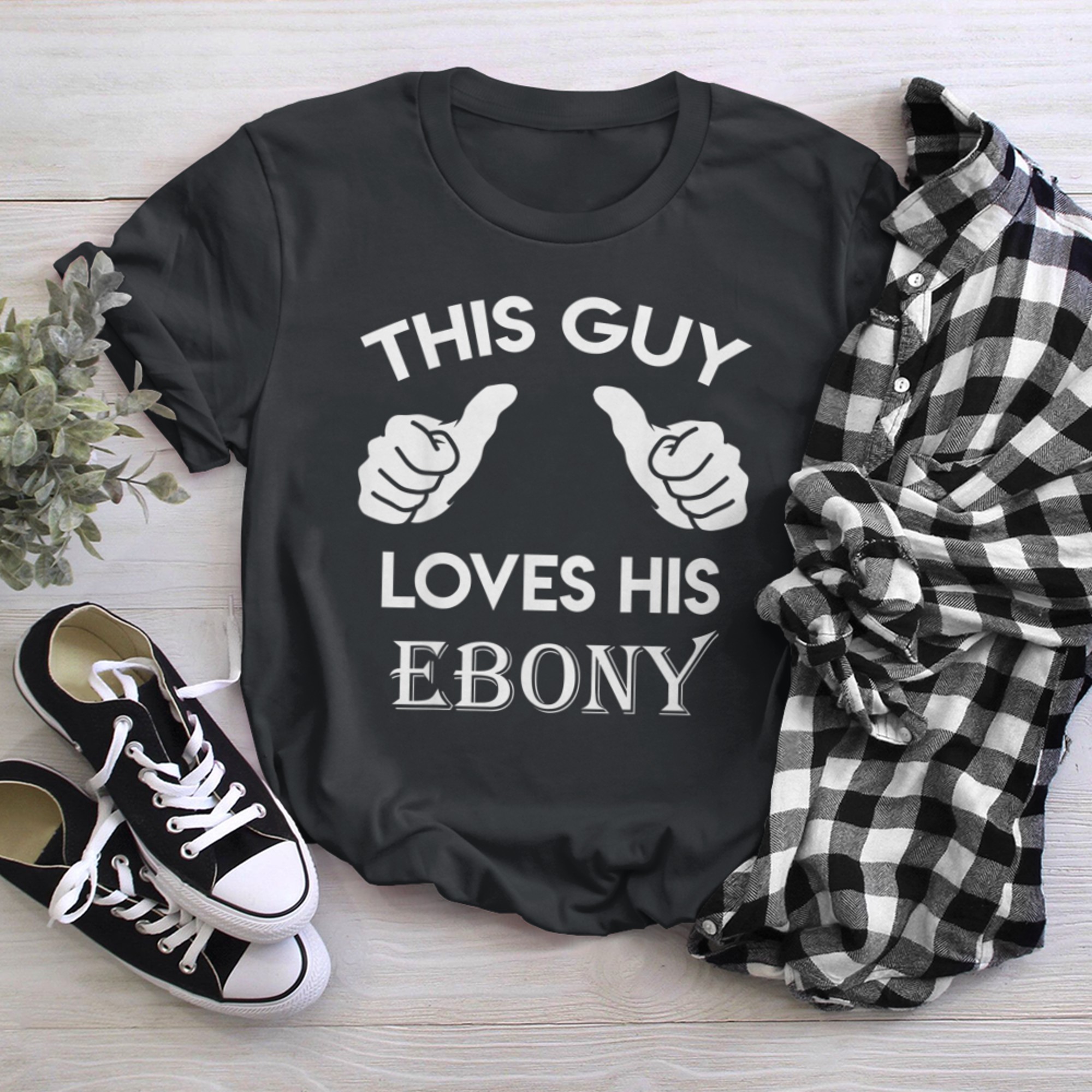 This guy loves his EBONY valentine heart belongs 3 t-shirt black