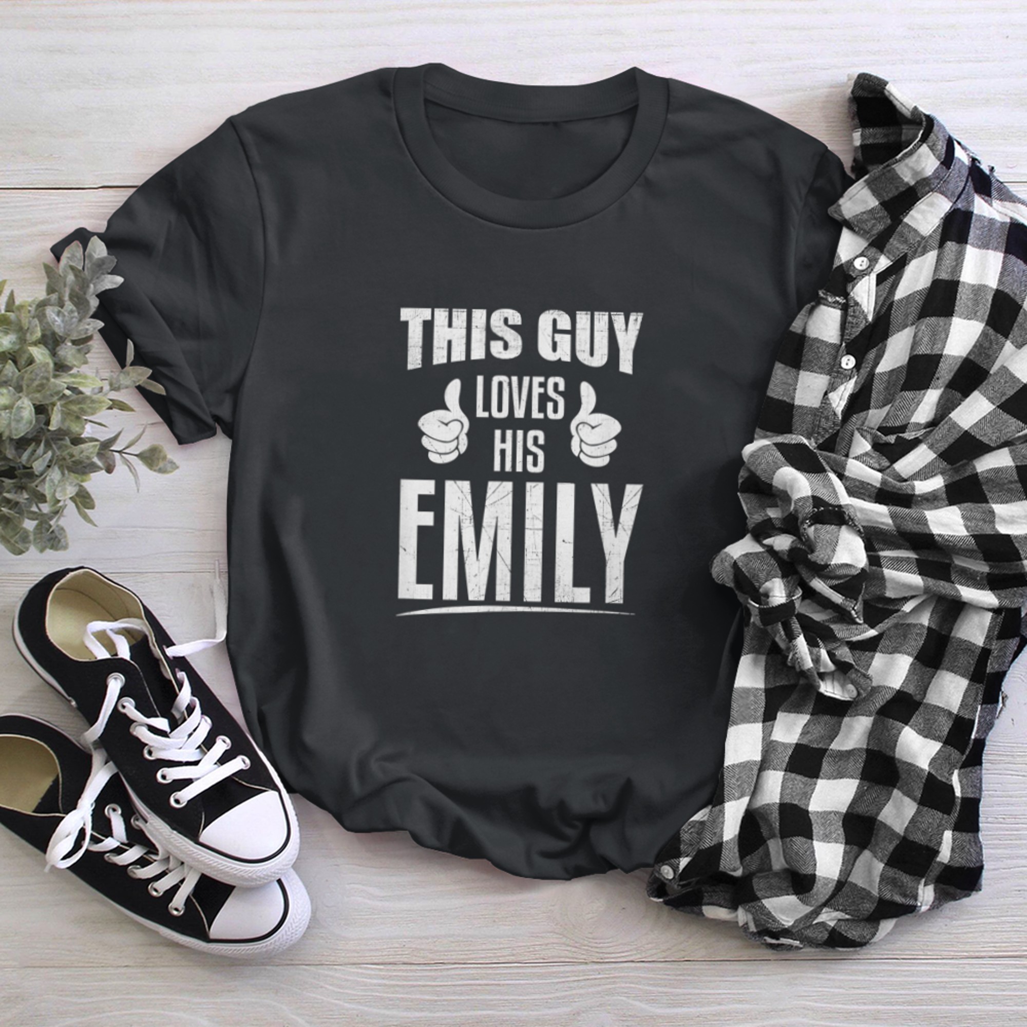 This Guy Loves His Emily - Girlfriend Couples T Shirt t-shirt black