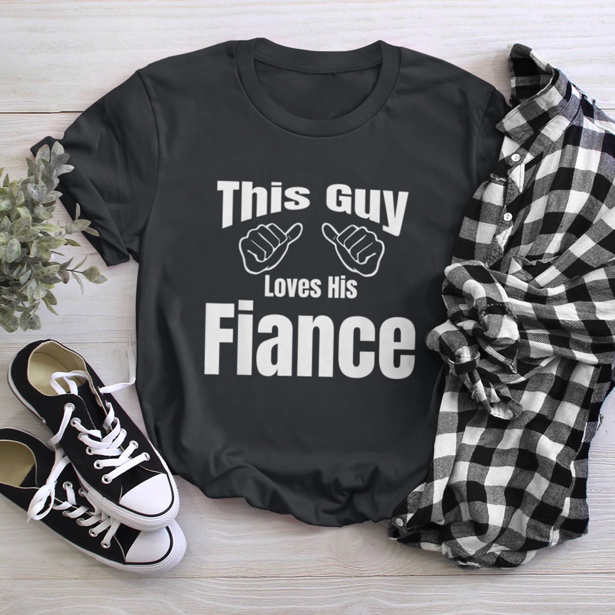 This Guy Loves His Fiance Men Woman t-shirt black