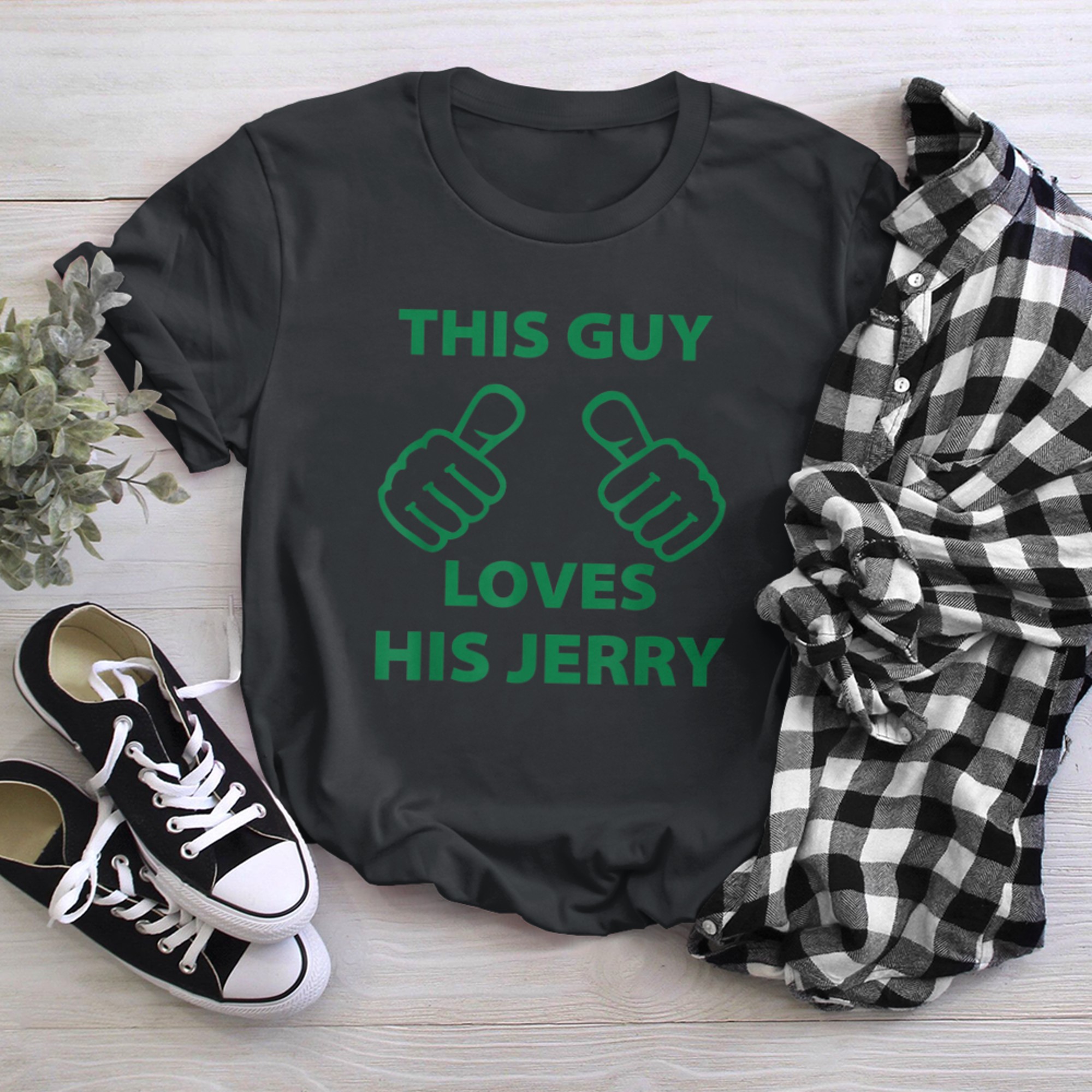 This guy loves his JERRY valentine Anniversary Funny t-shirt black