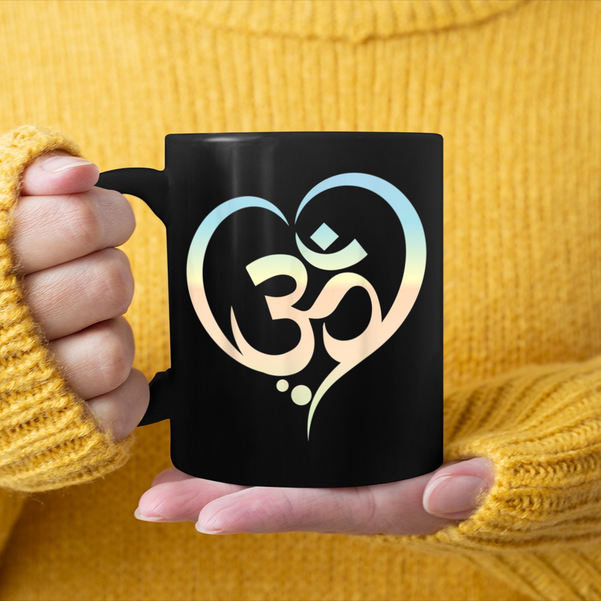 Aum Symbol Om In Heart Hindu Buddhist & Yoga Mantra mug black