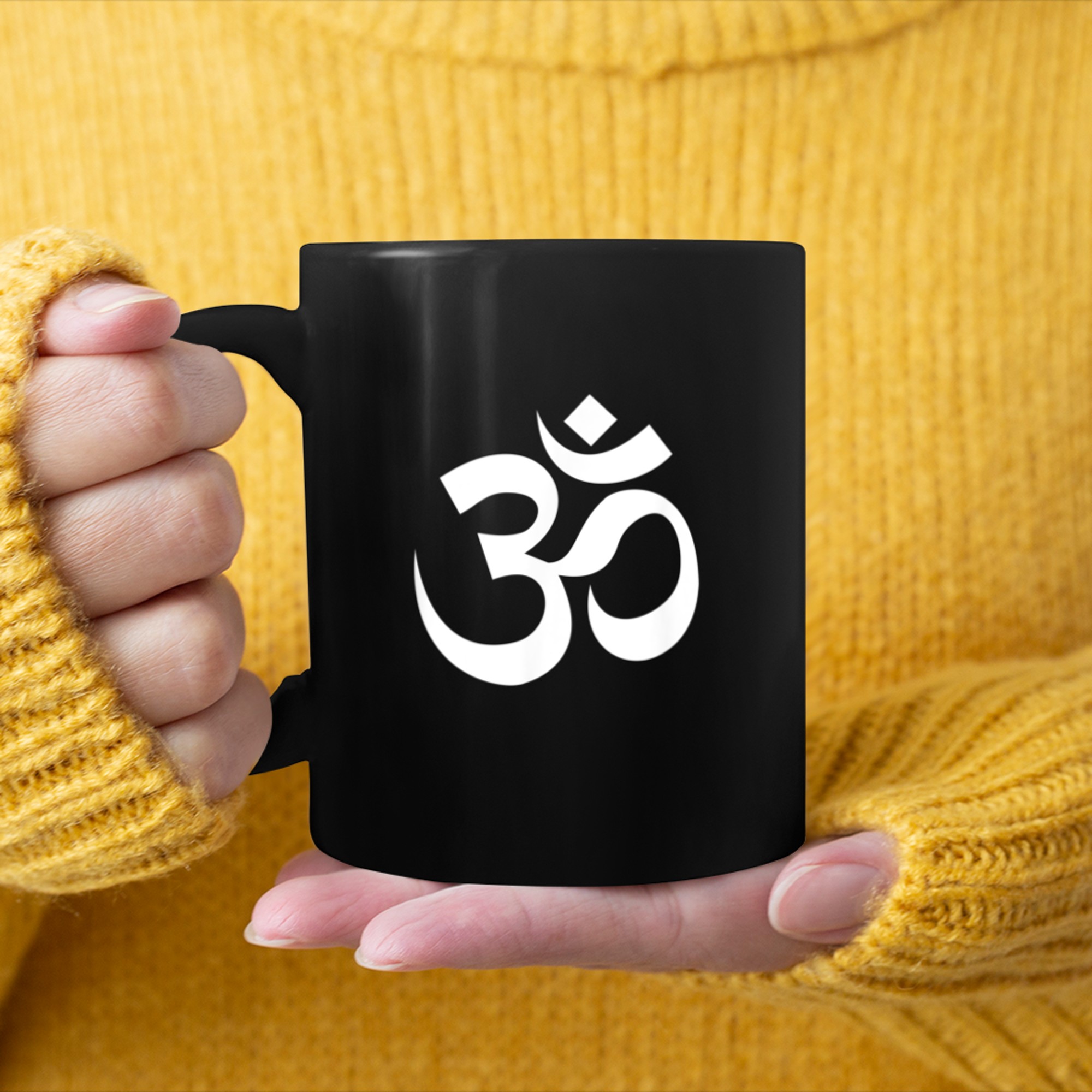 Breathe Yoga Om Symbol mug black