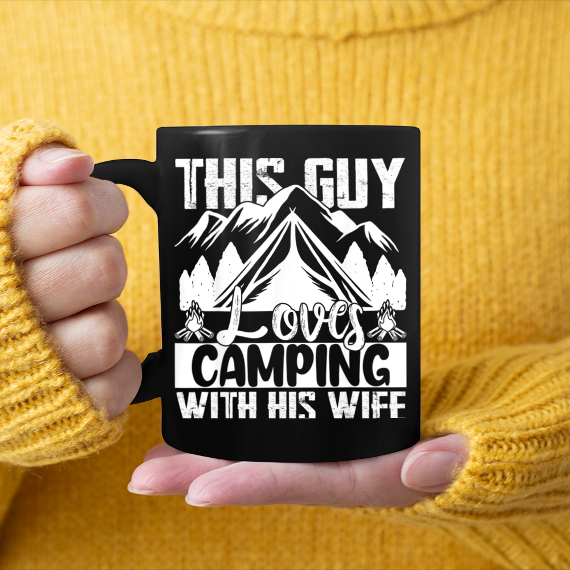 Camping Shirt This Guy Loves Camping With His Wife (1) mug black