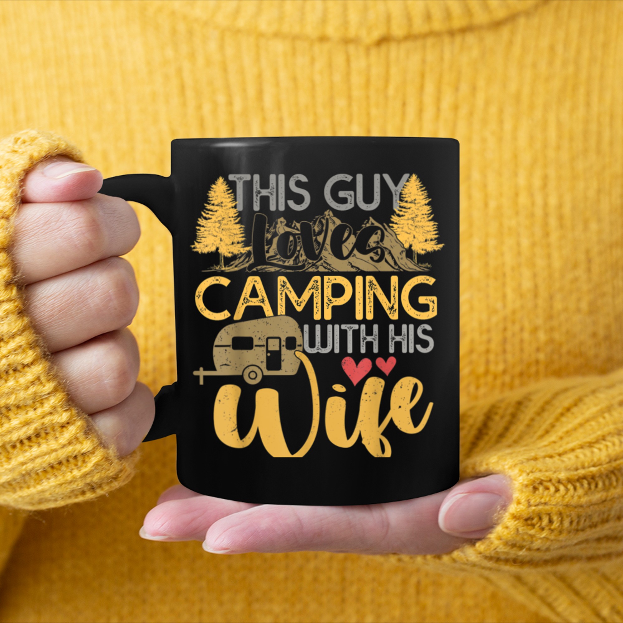 Camping Shirt This Guy Loves Camping With His Wife (2) mug black