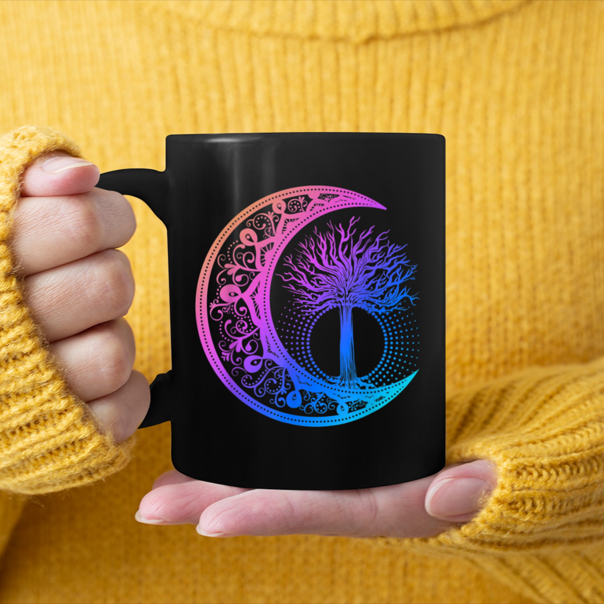 Chakra Tree Of Life Mandala Zen Yoga Om Symbol Buddhism (12) mug black