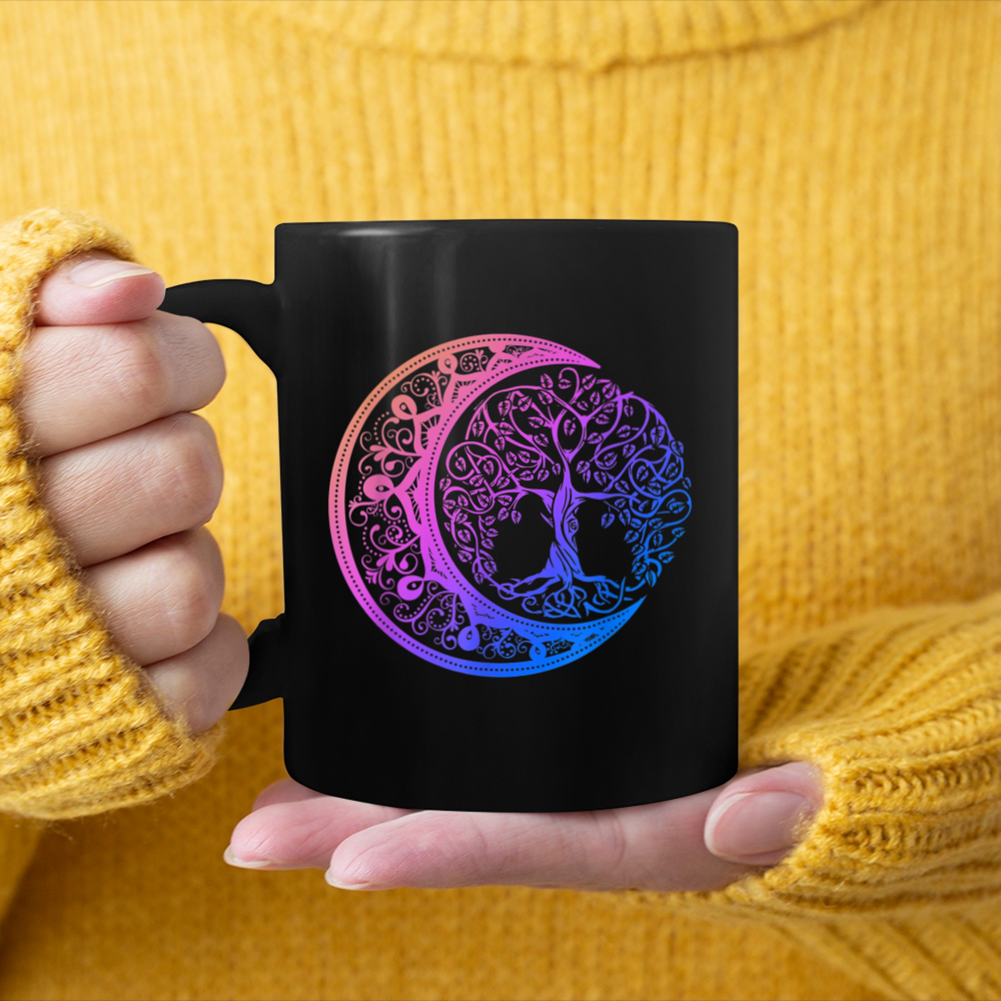 Chakra Tree Of Life Mandala Zen Yoga Om Symbol Buddhism (15) mug black