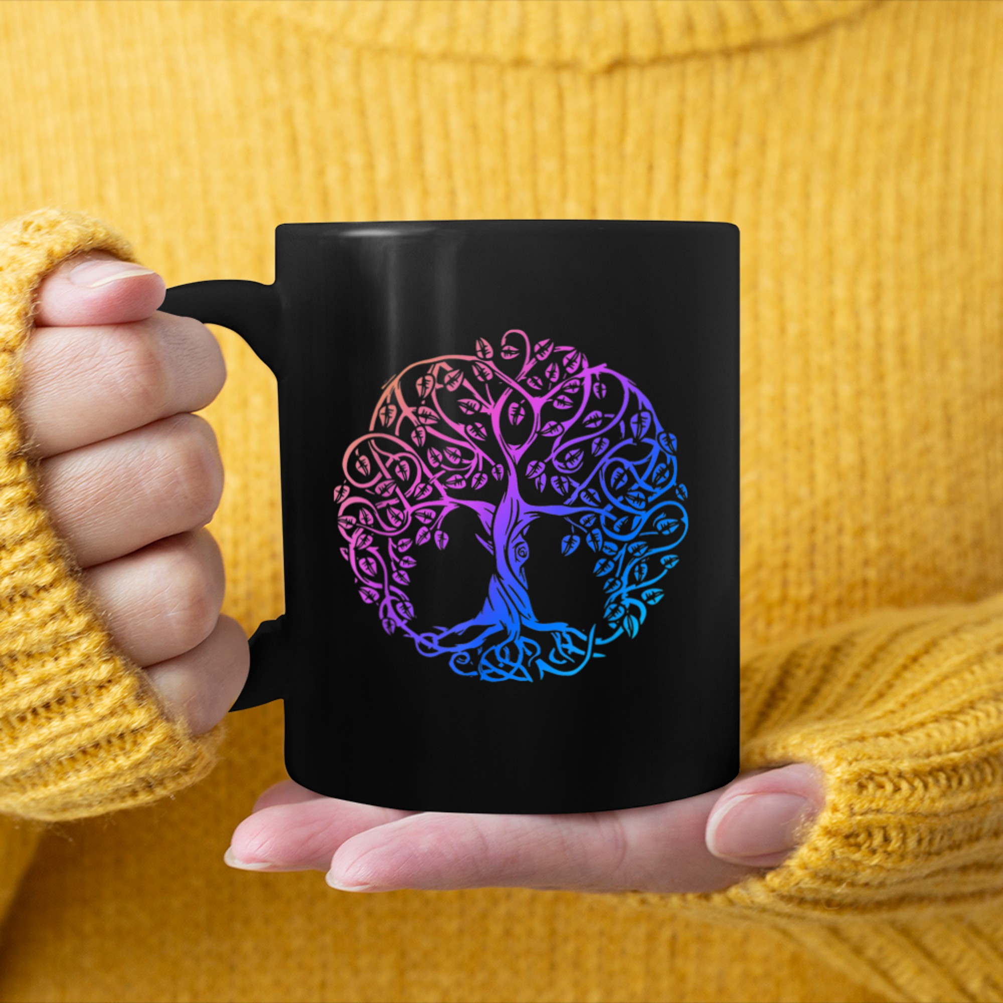 Chakra Tree Of Life Mandala Zen Yoga Om Symbol Buddhism (18) mug black