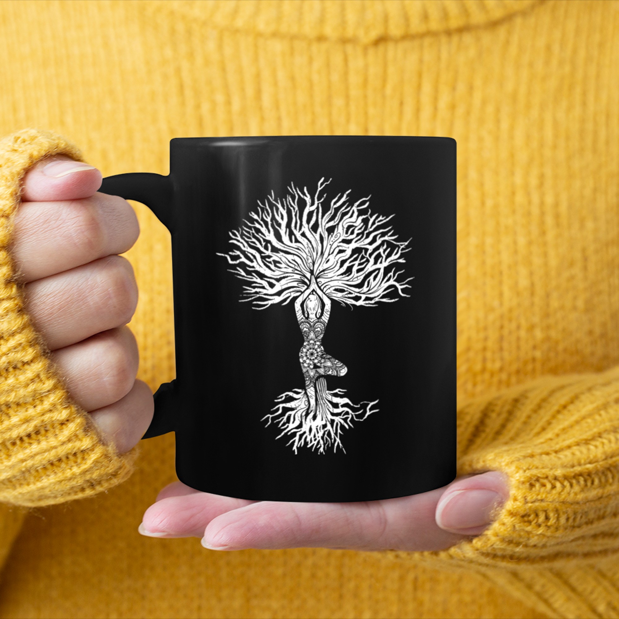 Chakra Tree Of Life Mandala Zen Yoga Om Symbol Buddhism (19) mug black