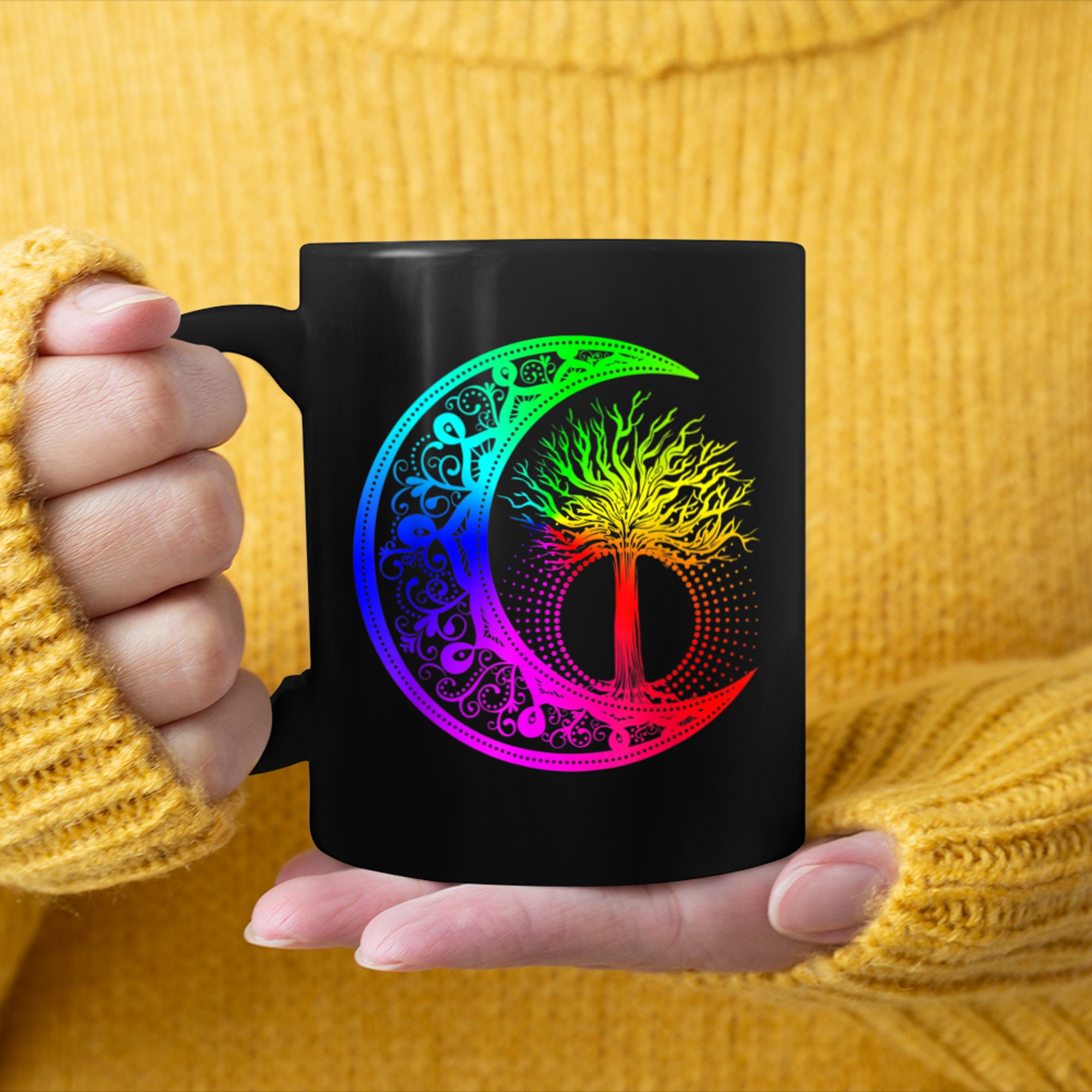 Chakra Tree Of Life Mandala Zen Yoga Om Symbol Buddhism (2) mug black