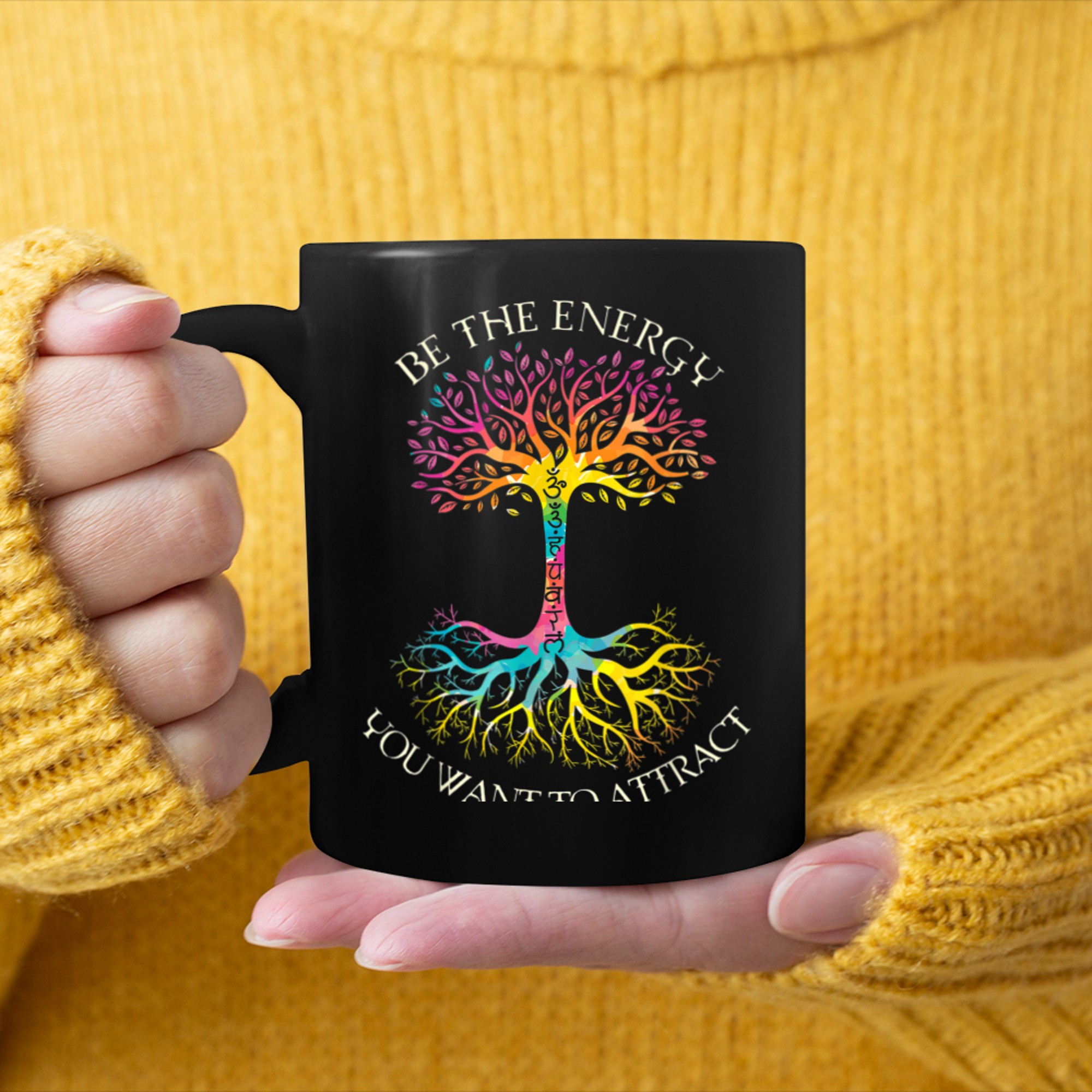 Chakra Tree Of Life Mandala Zen Yoga Om Symbol Buddhism (21) mug black