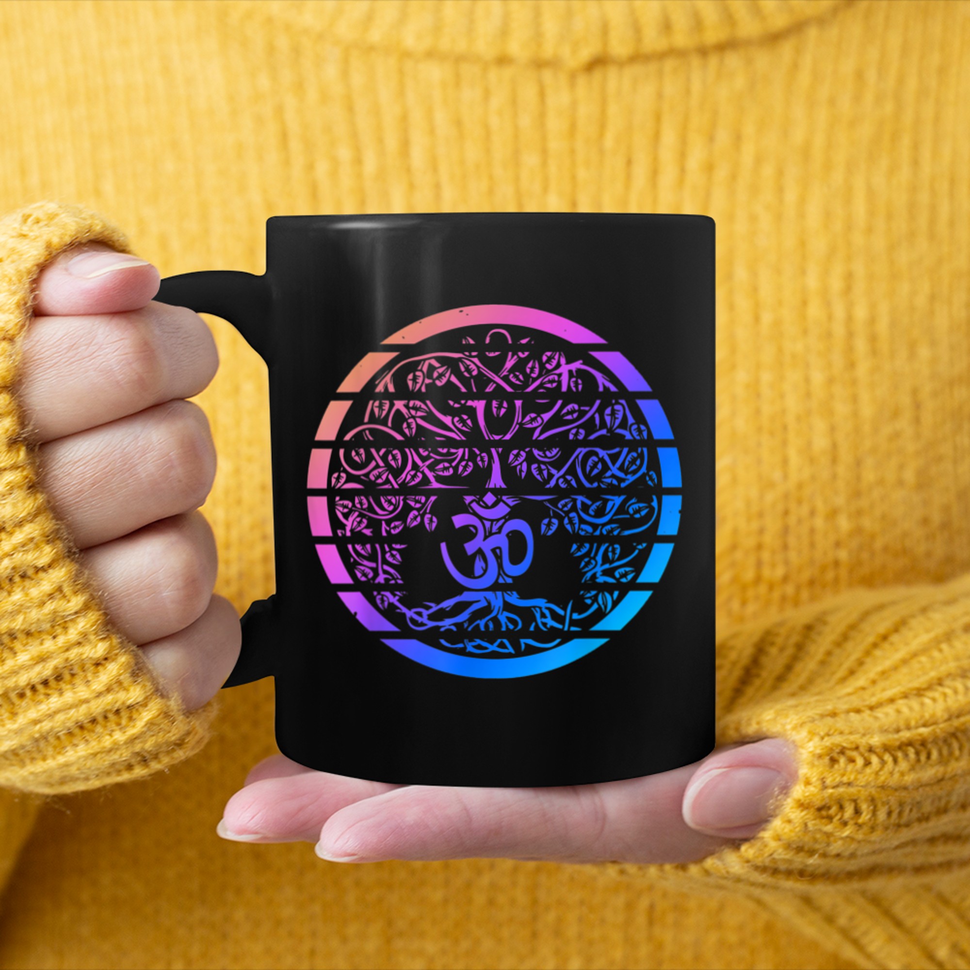 Chakra Tree Of Life Mandala Zen Yoga Om Symbol Buddhism (26) mug black