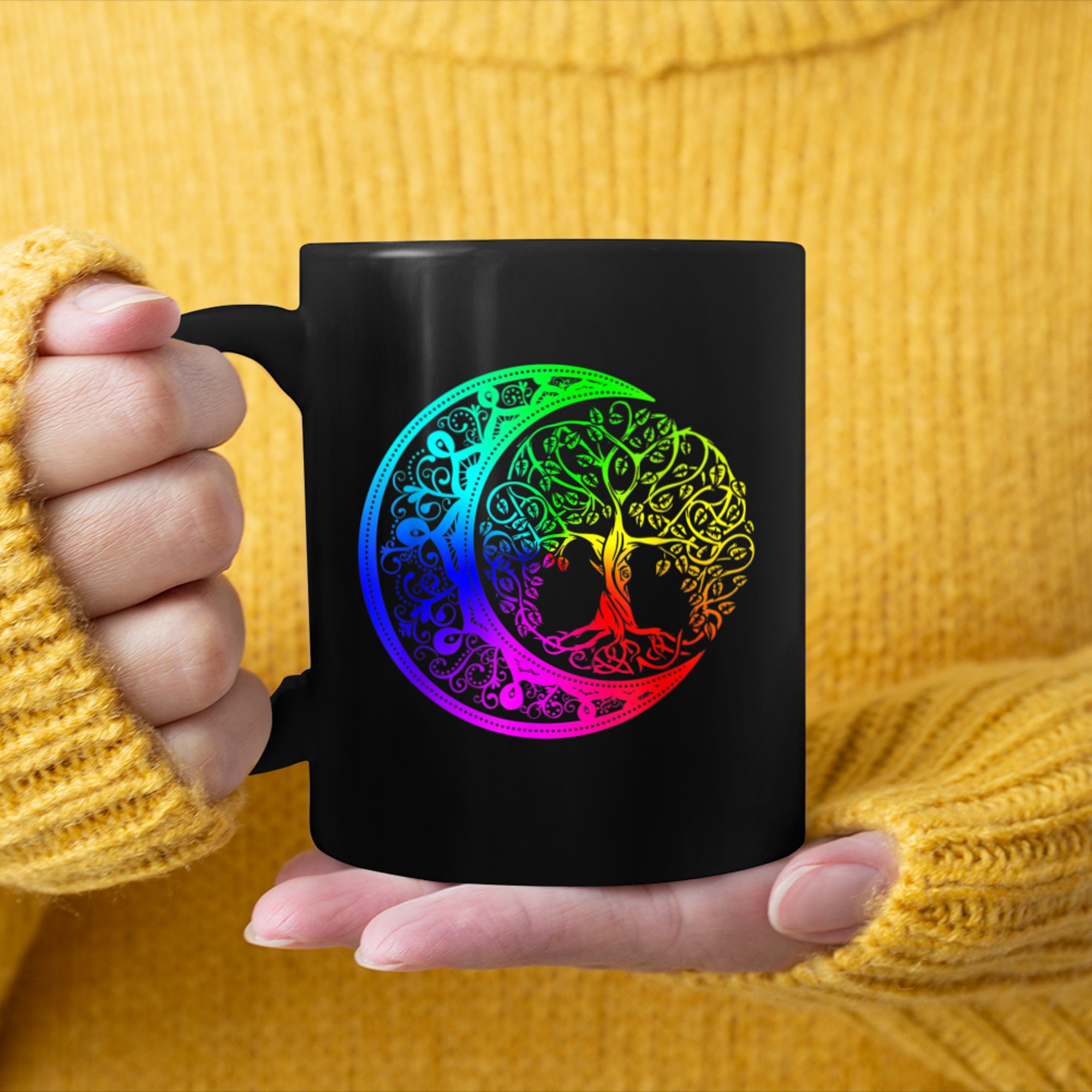 Chakra Tree Of Life Mandala Zen Yoga Om Symbol Buddhism (6) mug black