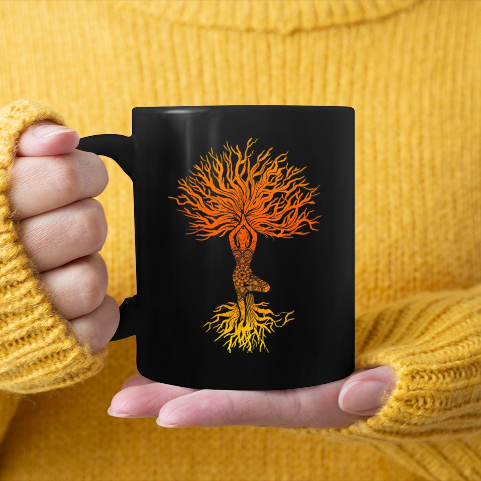 Chakra Tree Of Life Mandala Zen Yoga Om Symbol Buddhism (8) mug black