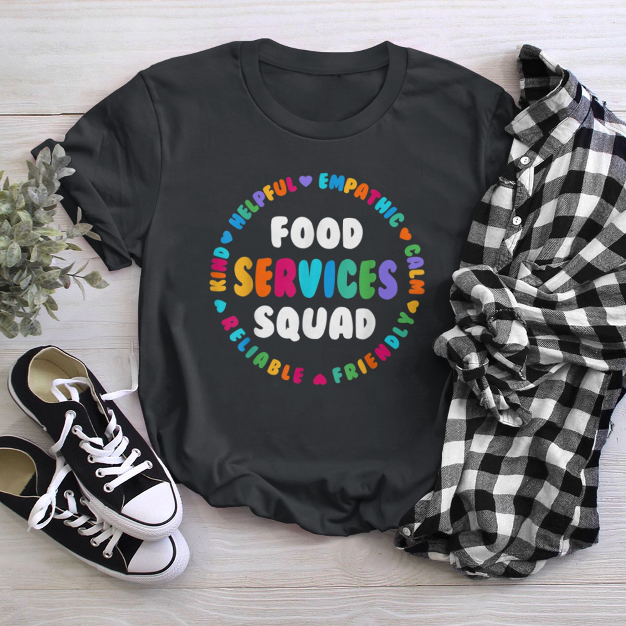 Food Services Squad Cafeteria Crew Helper School Admin Team (1) t-shirt black