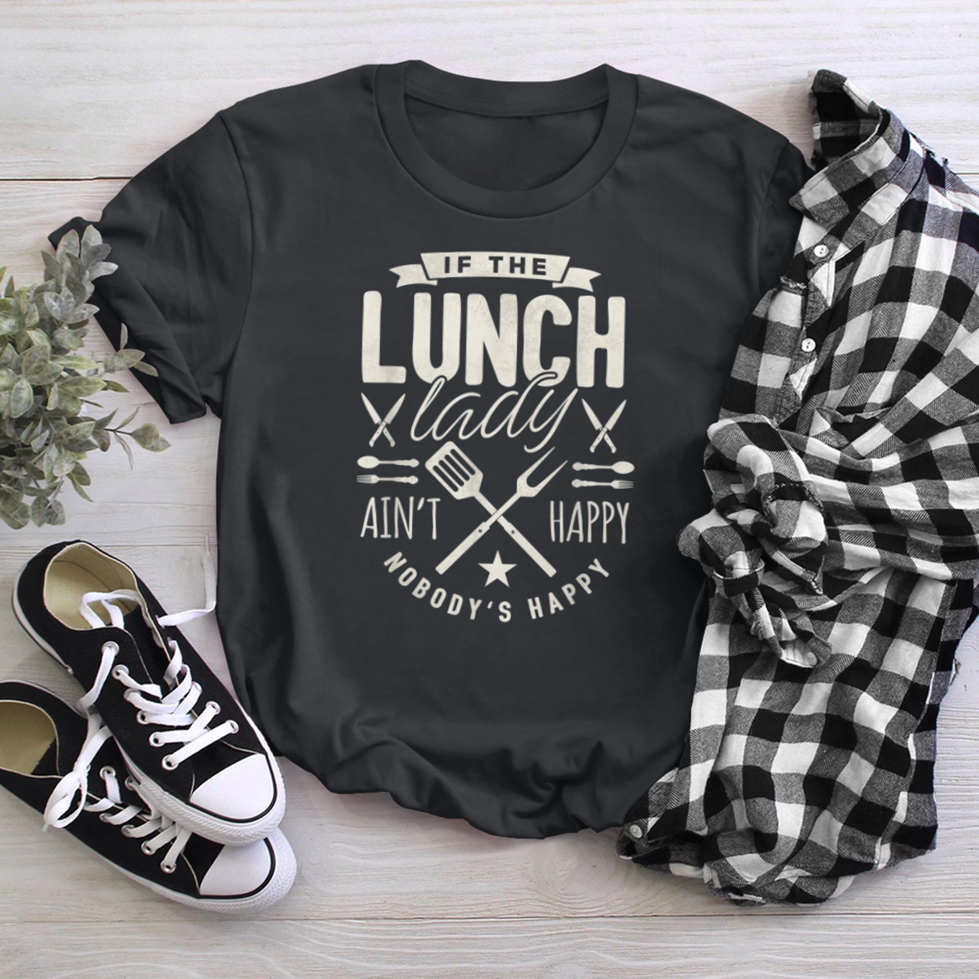 Funny Lunch Lady Squad Shirt Cafeteria Crew School Women Tee t-shirt black