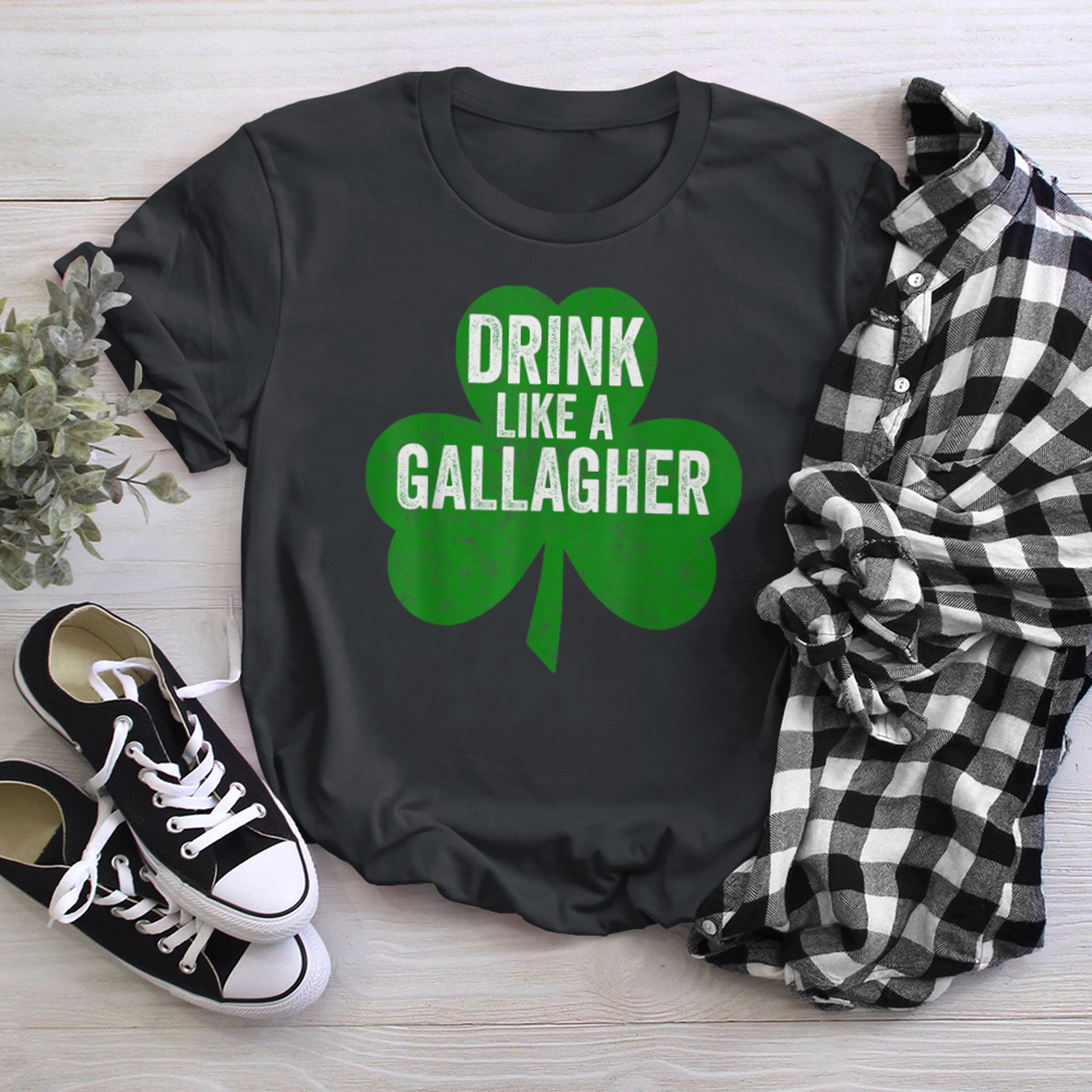 Funny Saint Patrick's Day Shirt Drink Like A Gallagher t-shirt black